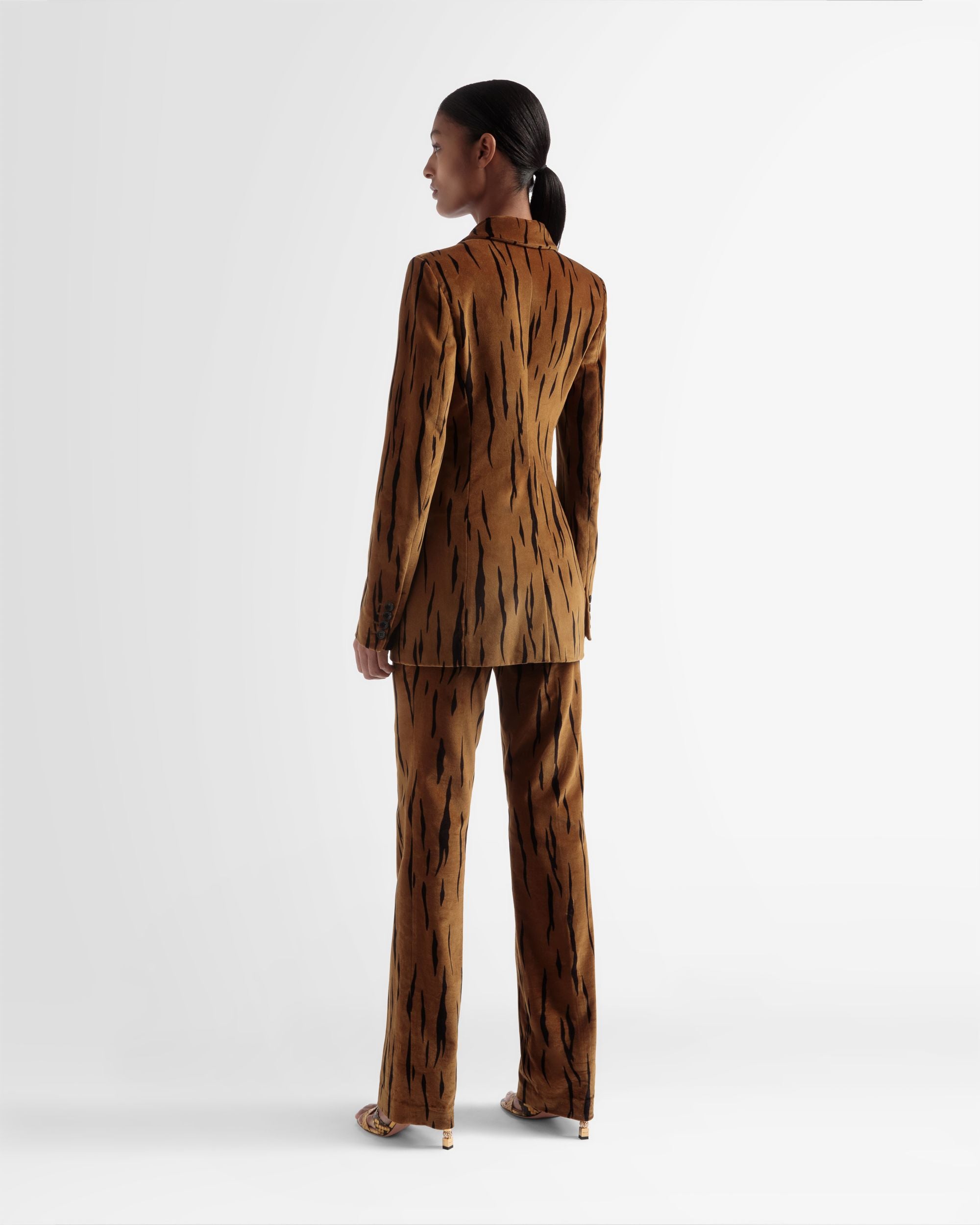 Velvet Printed Blazer In Desert And Black - Women's - Bally - 05