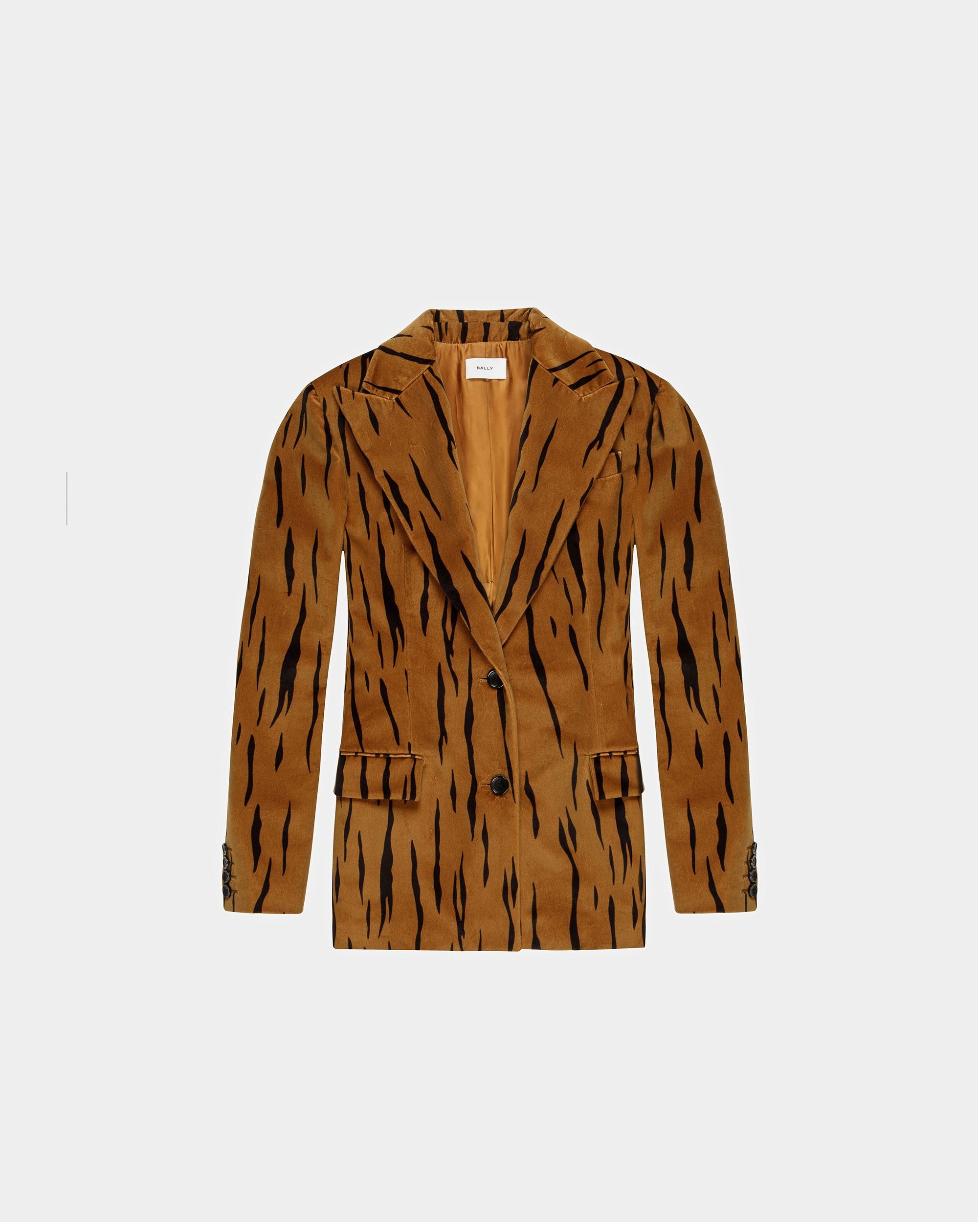 Velvet Printed Blazer In Desert And Black - Women's - Bally - 06