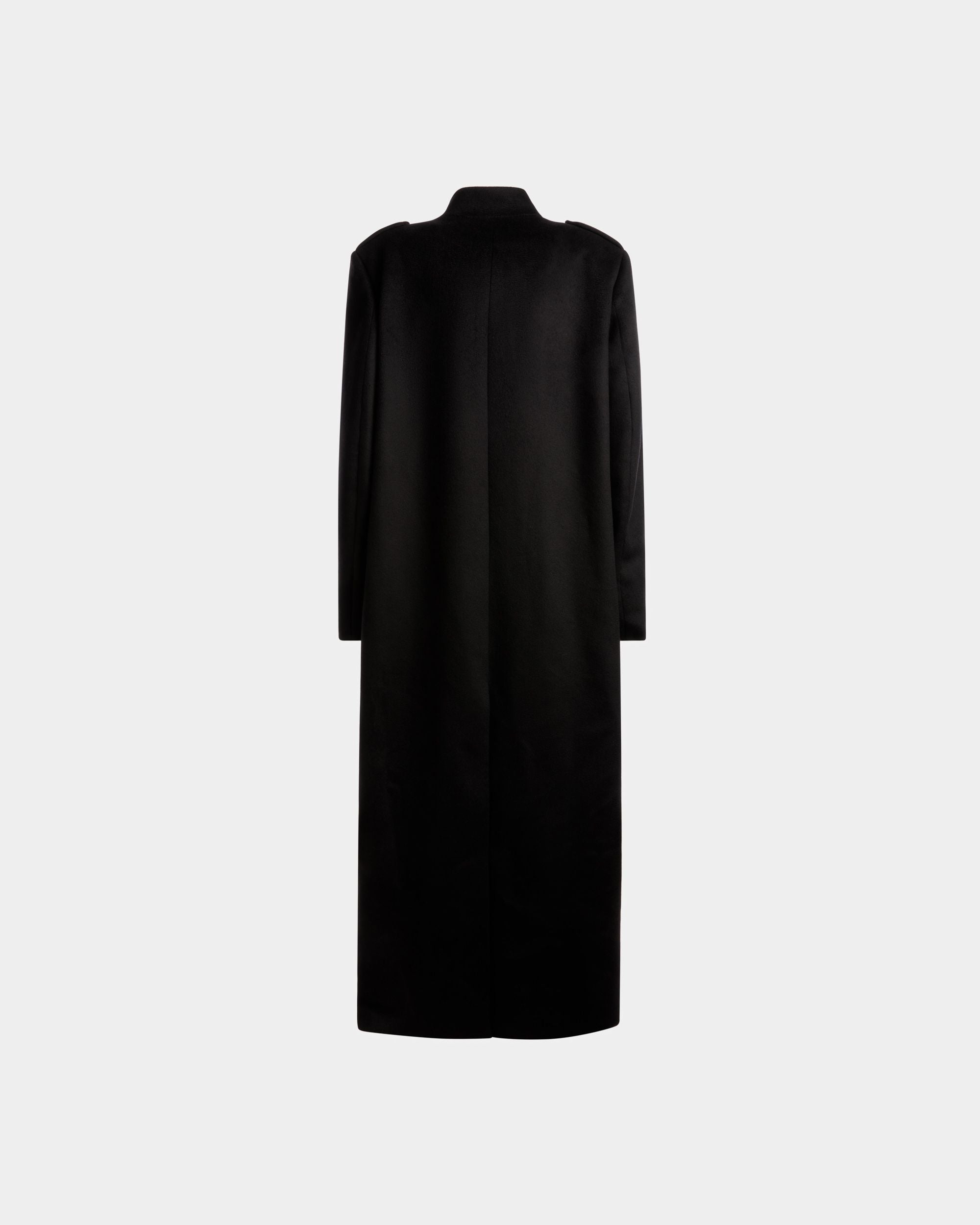 Long Buttoned Coat In Navy Wool Mix - Women's - Bally - 07
