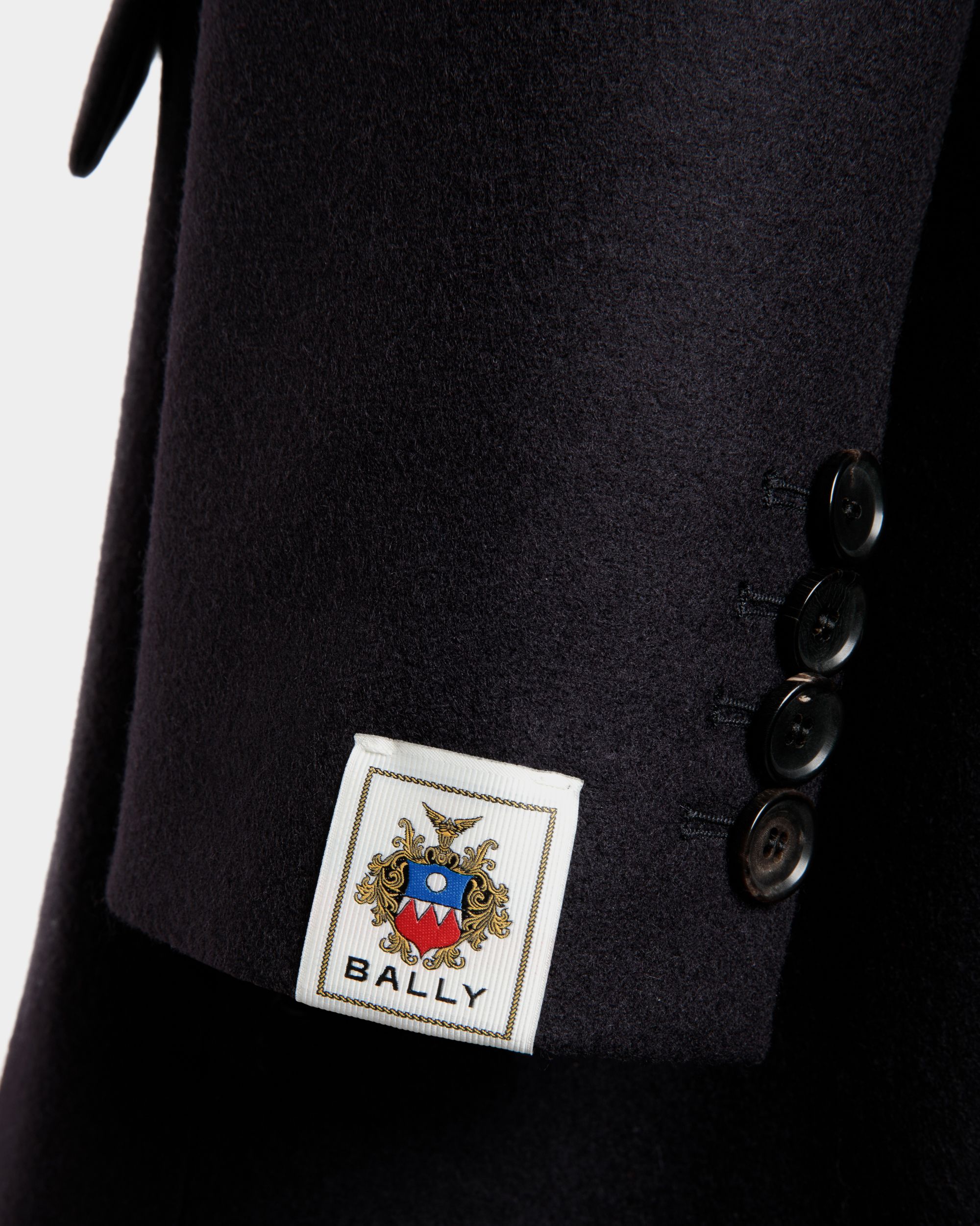 Single-Breasted Midi Coat In a Navy Blue Wool Blend - Women's - Bally - 05
