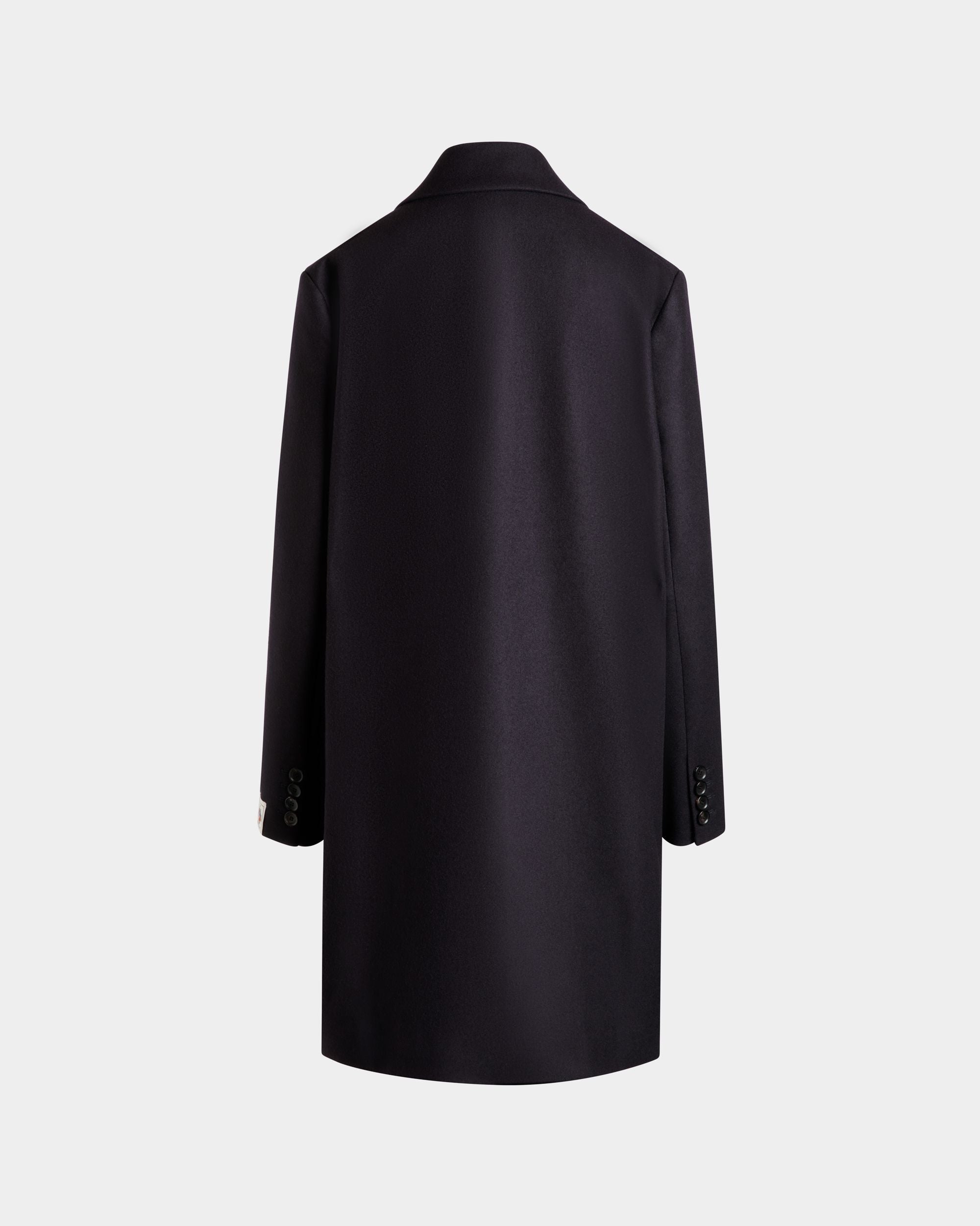 Single-Breasted Midi Coat In a Navy Blue Wool Blend - Women's - Bally - 08