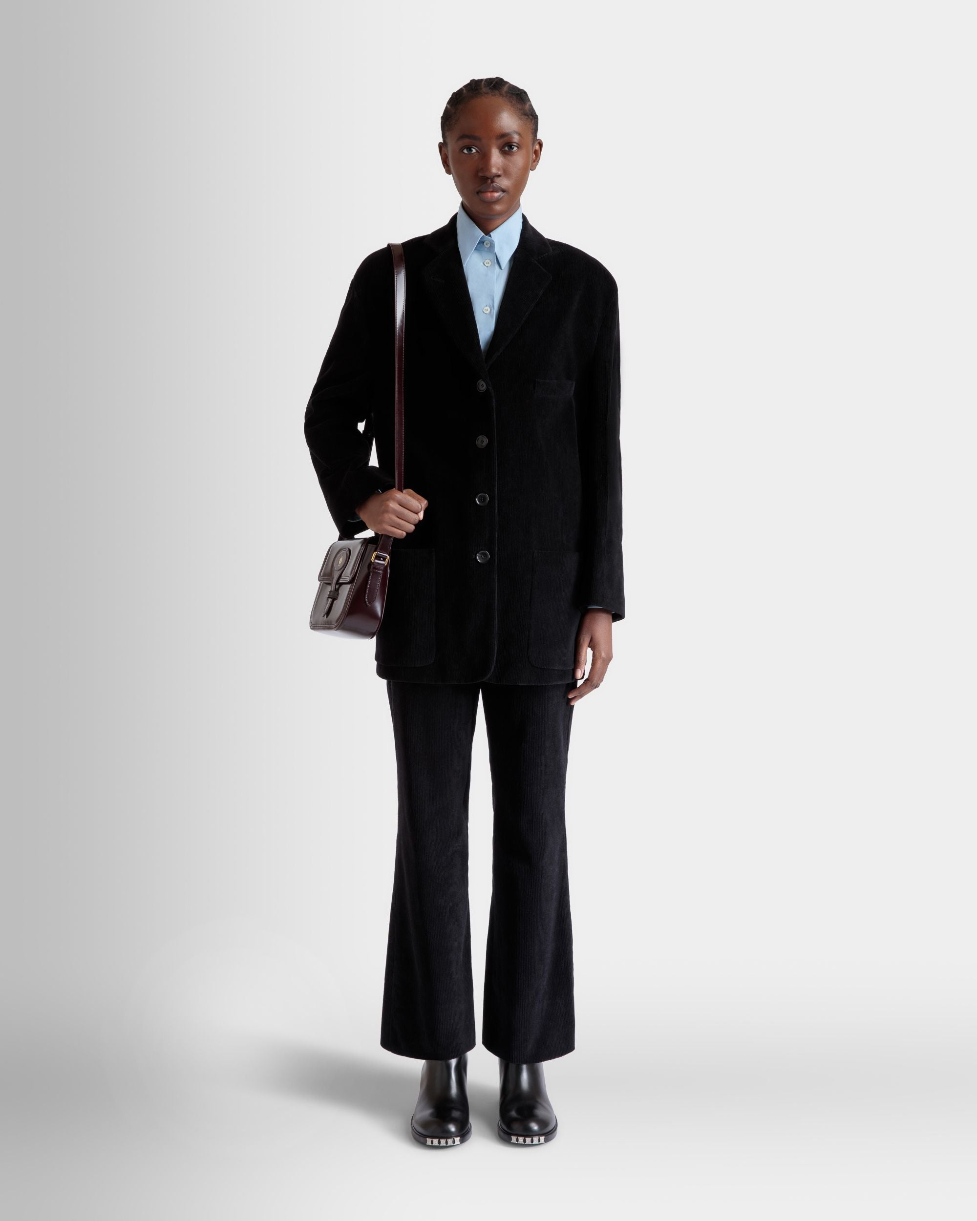 Blazer In Black Cotton Corduroy - Women's - Bally - 02