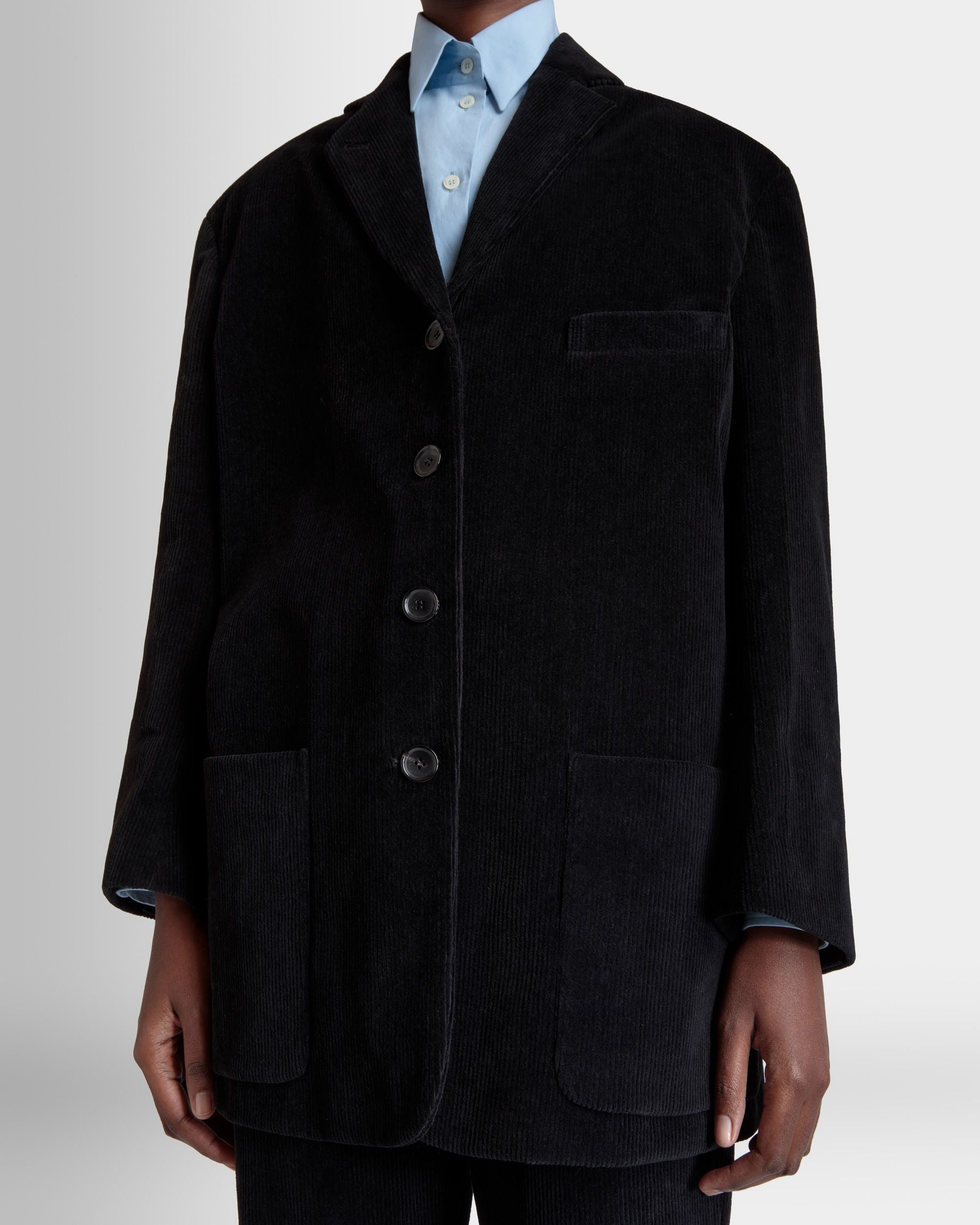 Blazer In Black Cotton Corduroy - Women's - Bally - 08