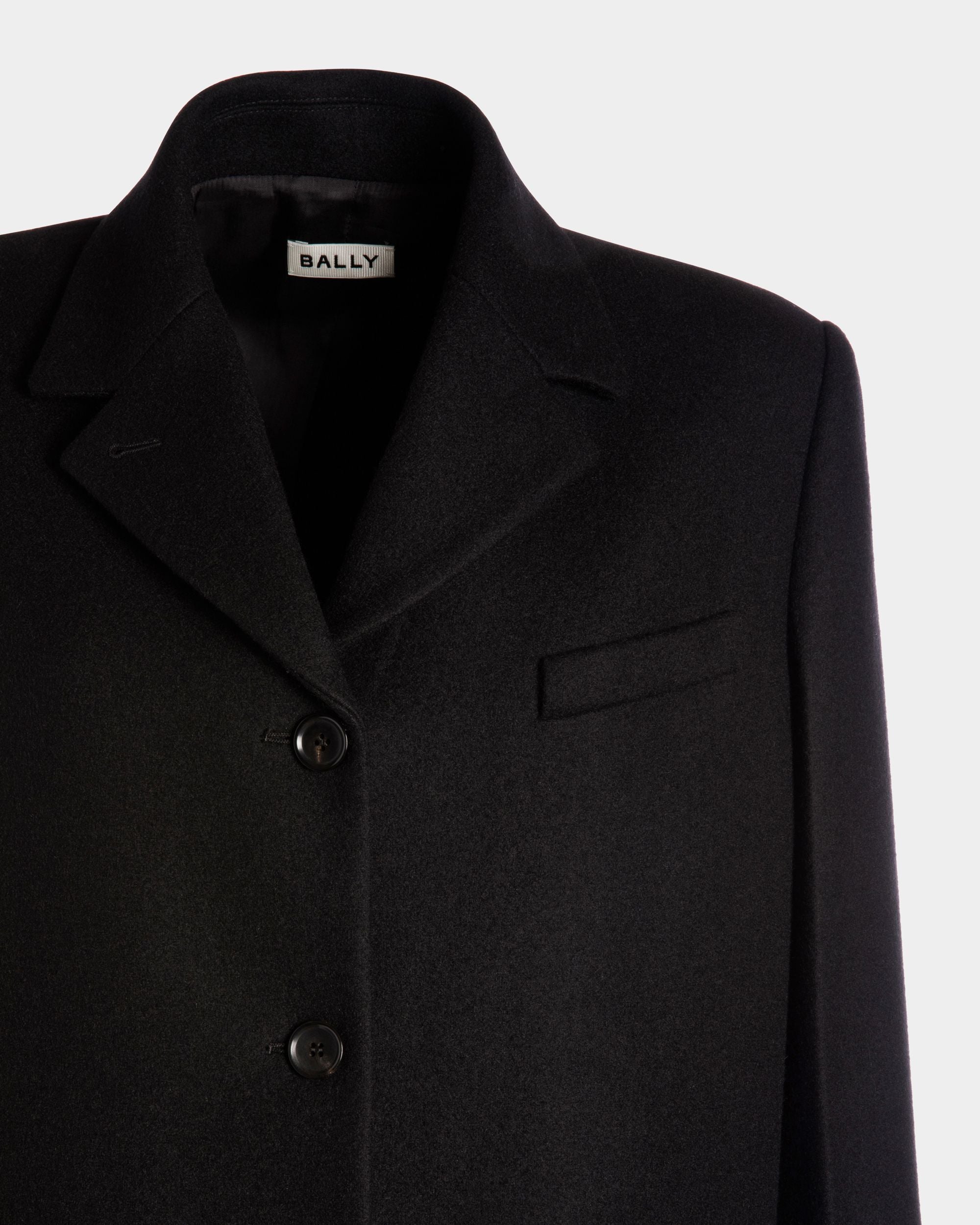 Single-Breasted Coat In Black Wool Blend - Women's - Bally - 04