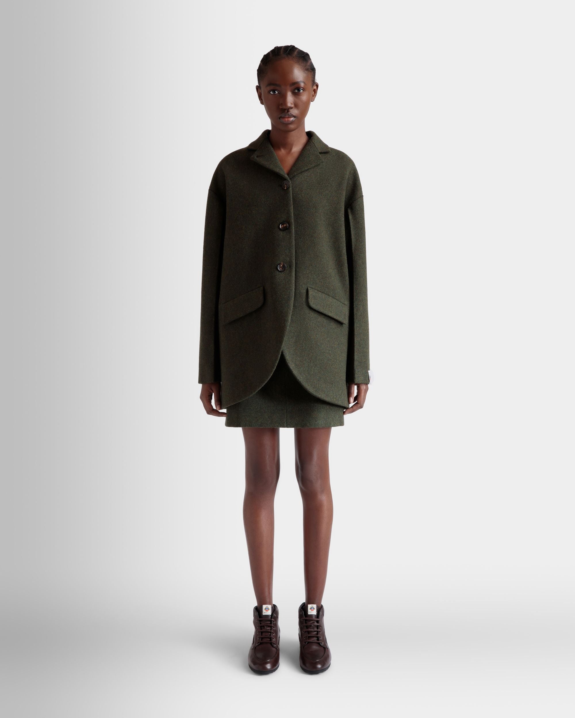 Blazer In Dark Green Wool - Women's - Bally - 02