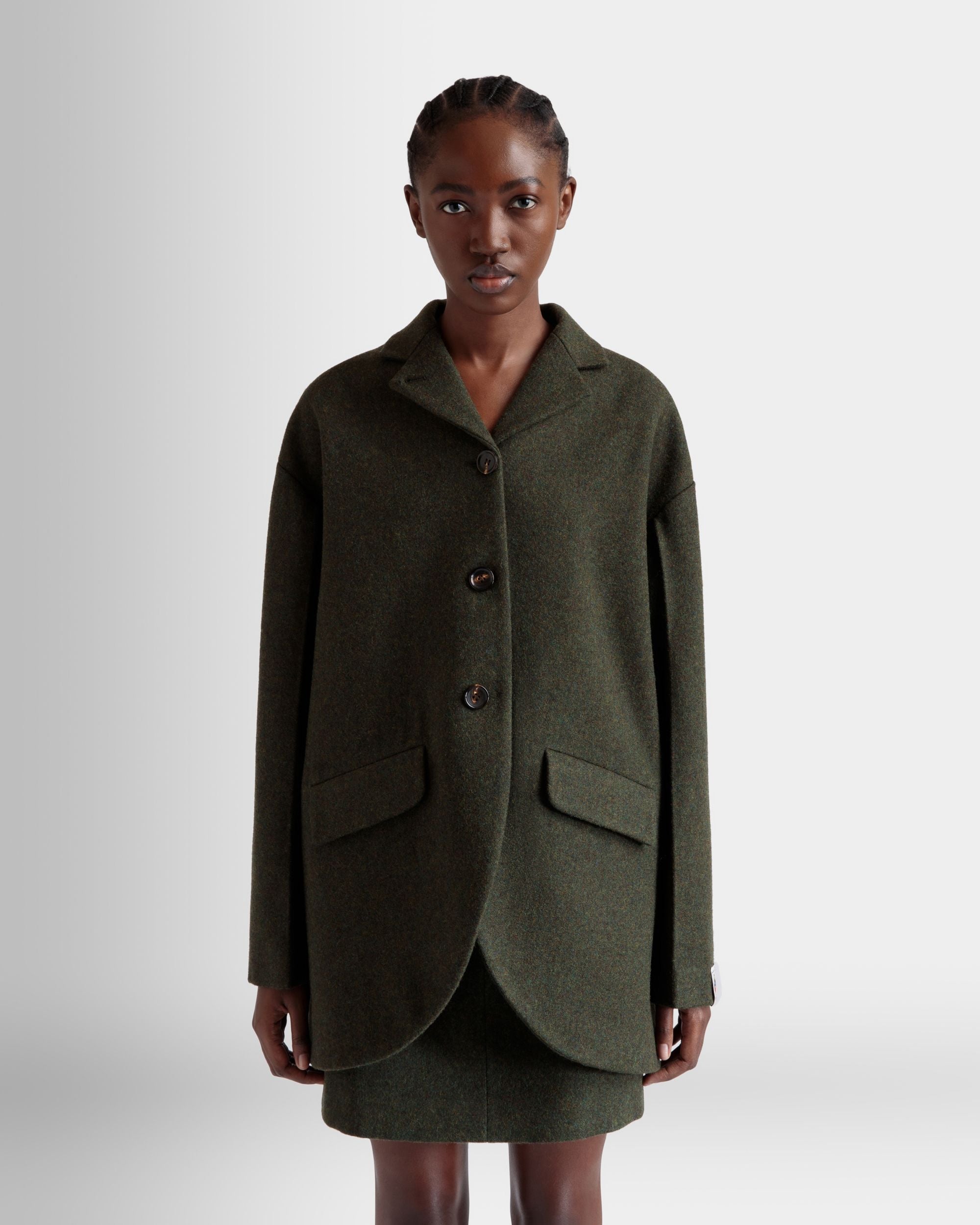 Blazer In Dark Green Wool - Women's - Bally - 03