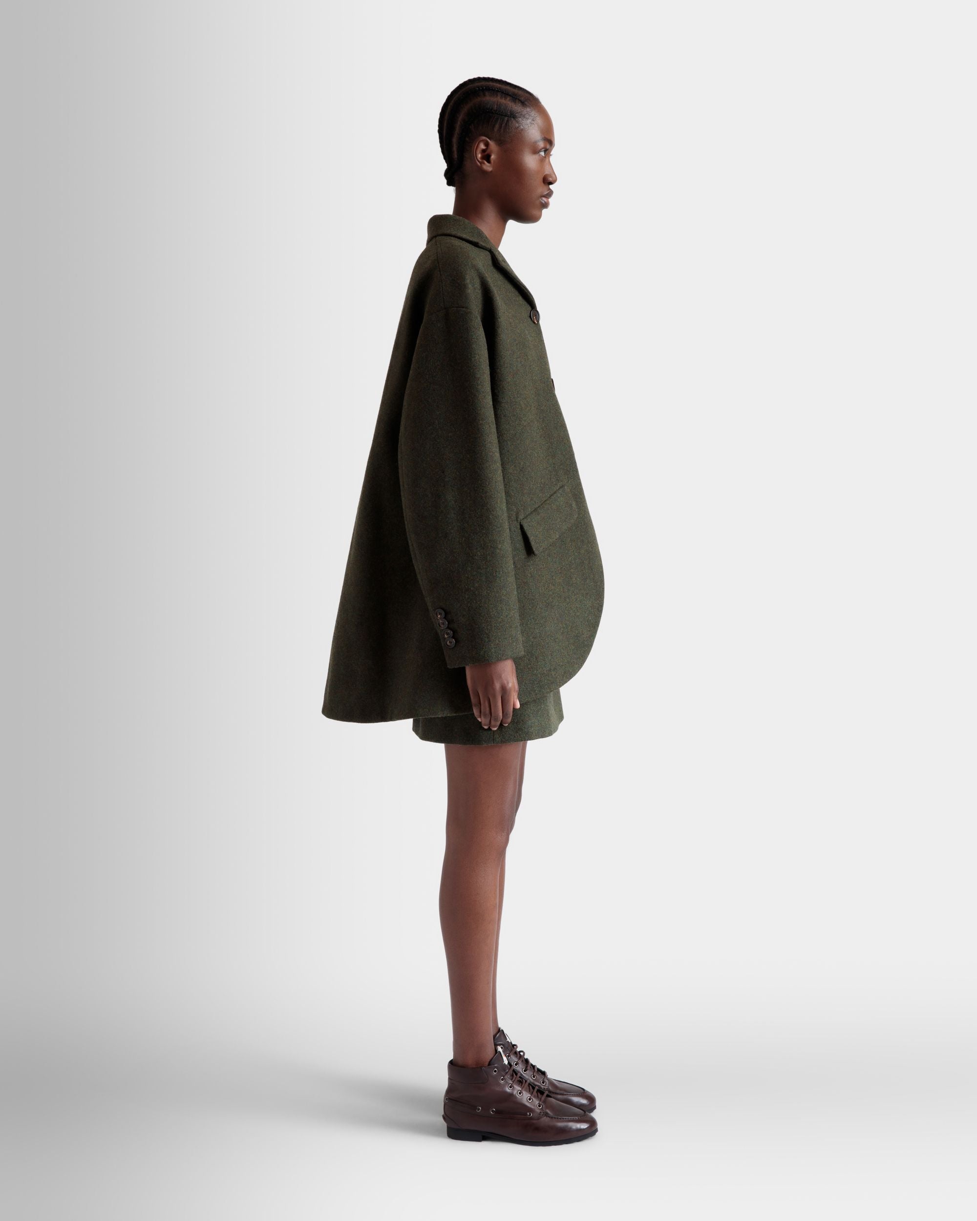 Blazer In Dark Green Wool - Women's - Bally - 05