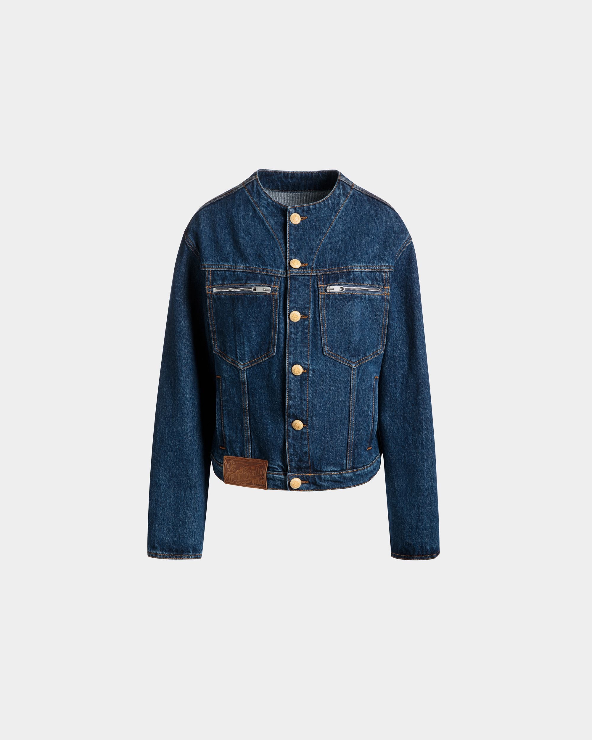 Denim Jacket in Navy Blue Cotton - Women's - Bally - 01