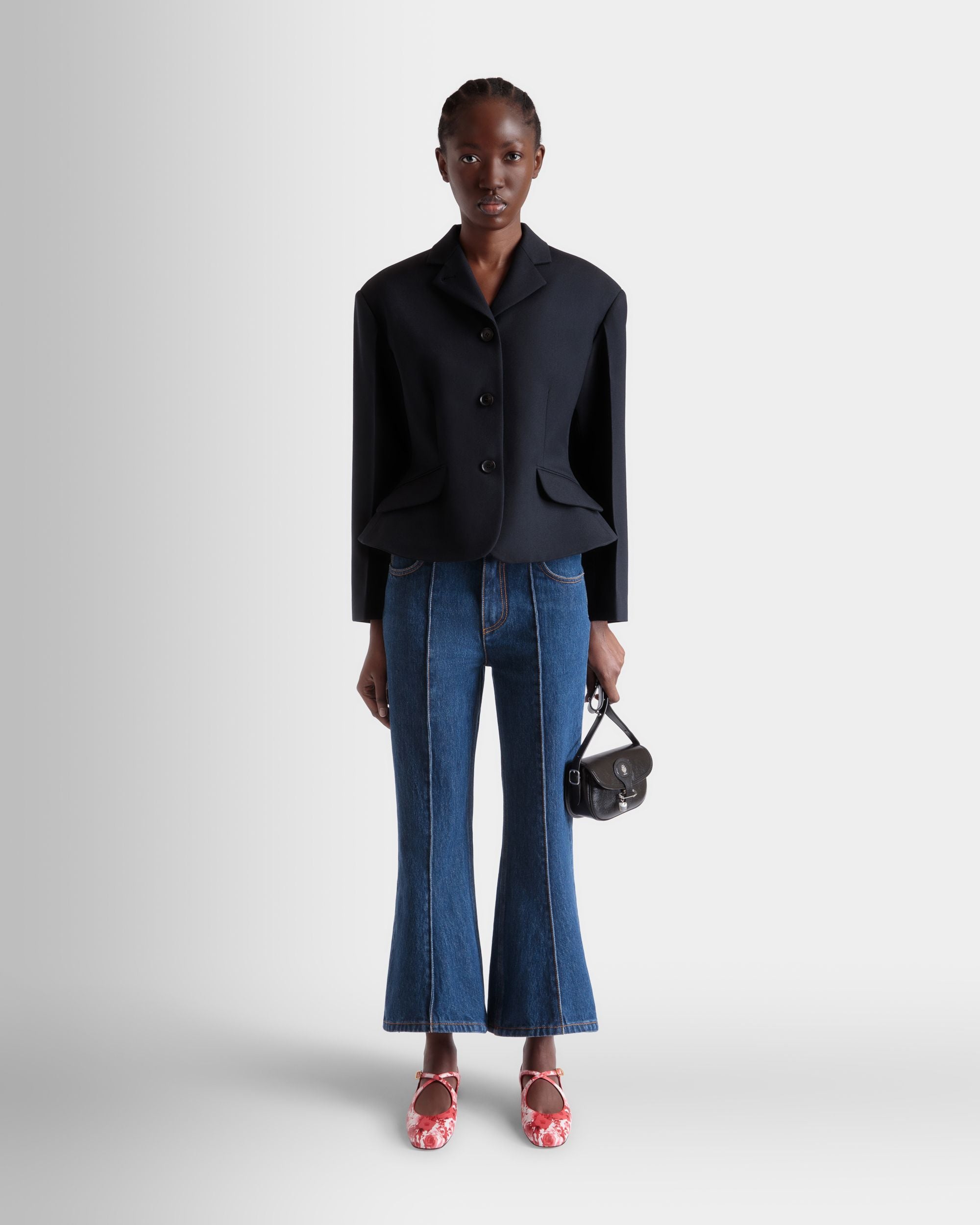 Blazer in Navy Blue Wool - Women's - Bally - 02