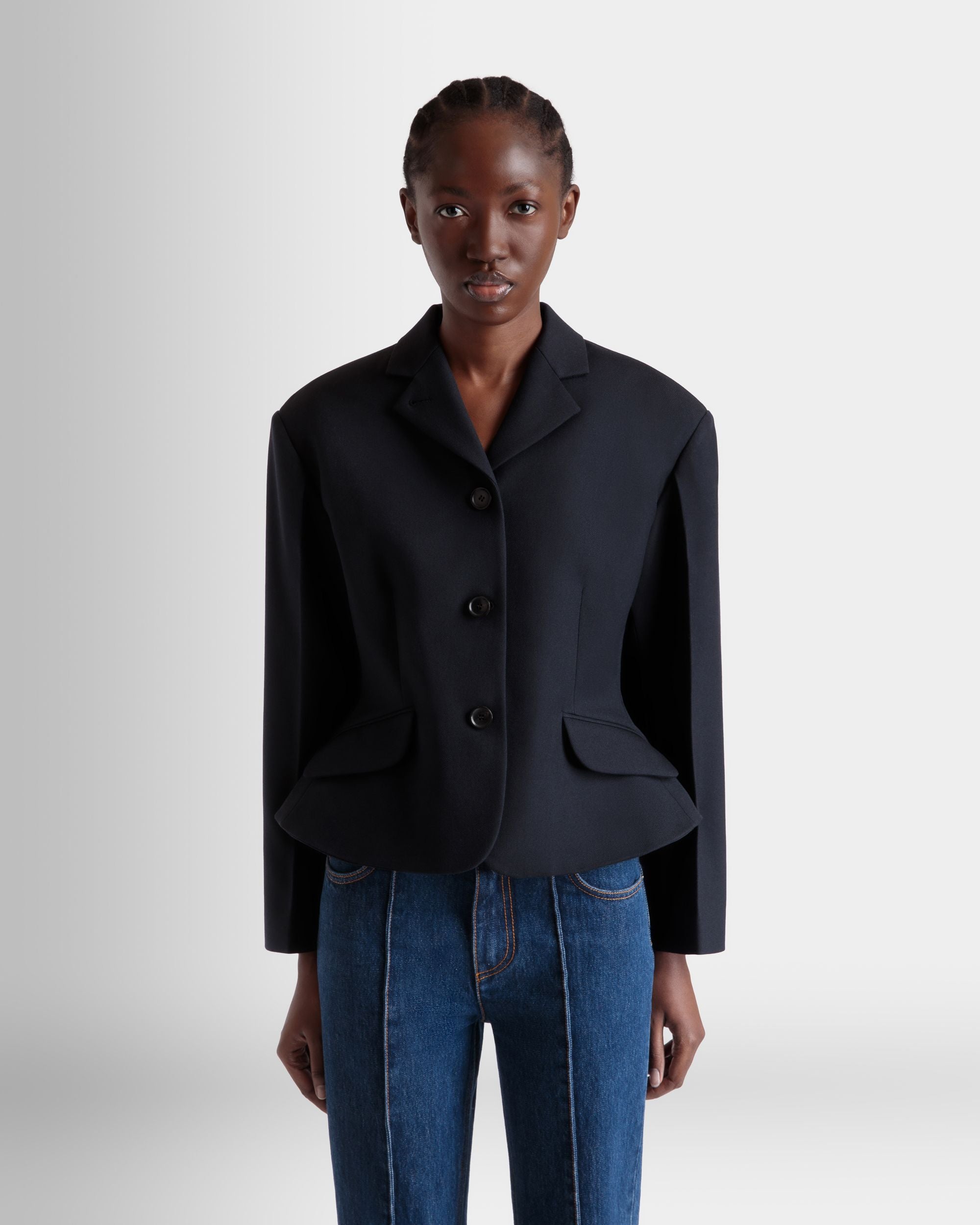 Blazer in Navy Blue Wool - Women's - Bally - 08