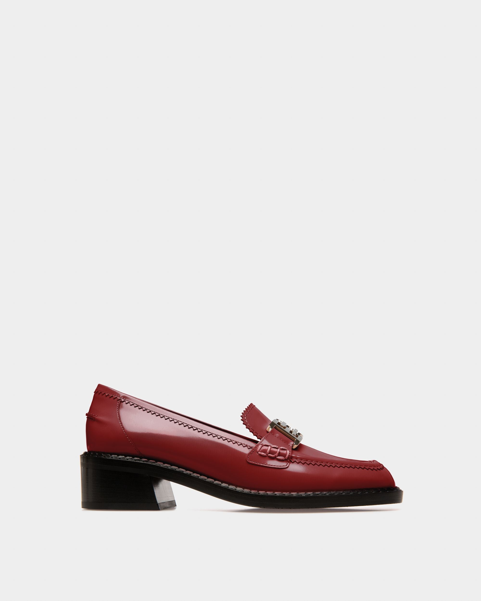 Ellyane Leather Mocassins In Heritage Red - Women's - Bally - 01