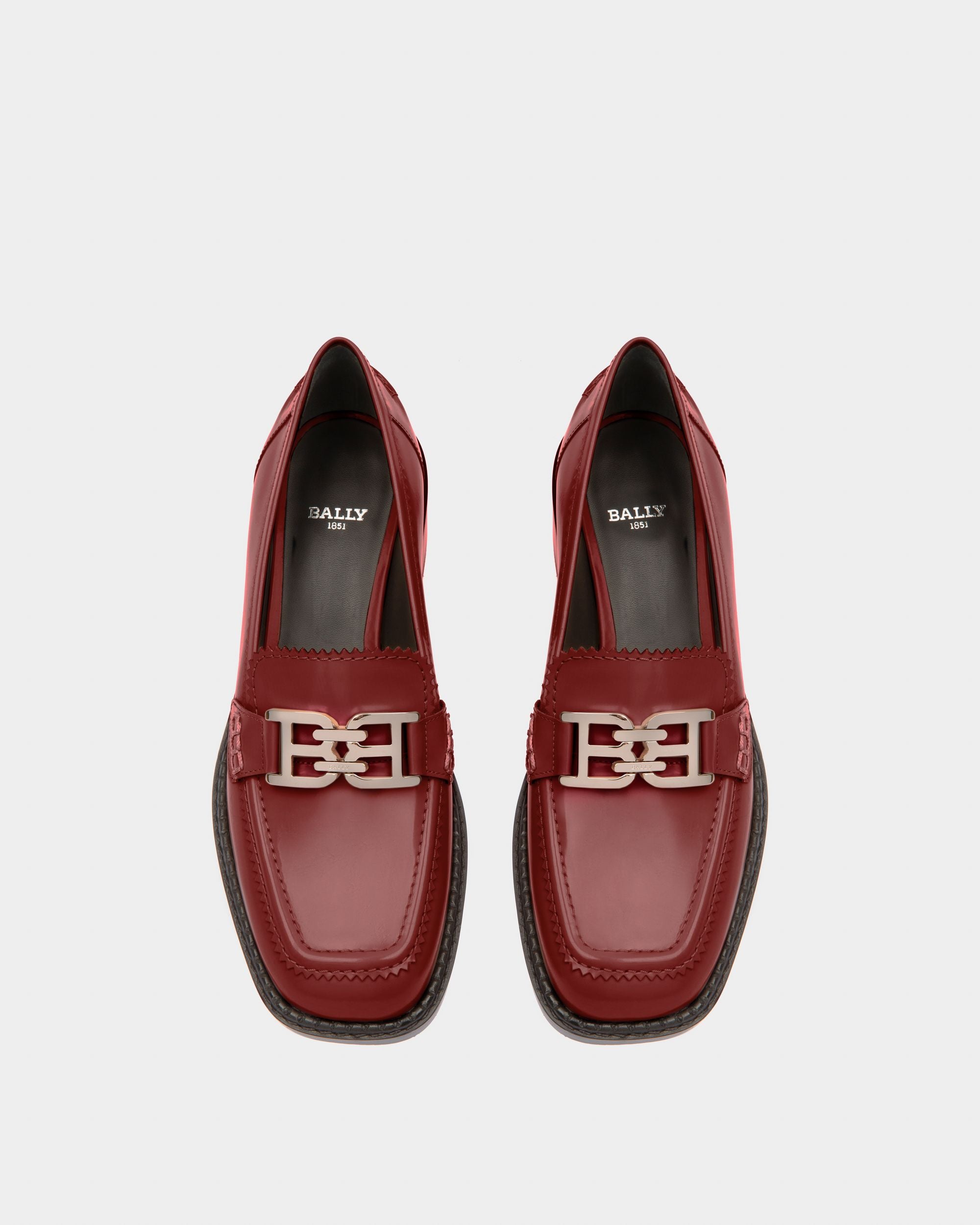 Ellyane Leather Mocassins In Heritage Red - Women's - Bally - 03