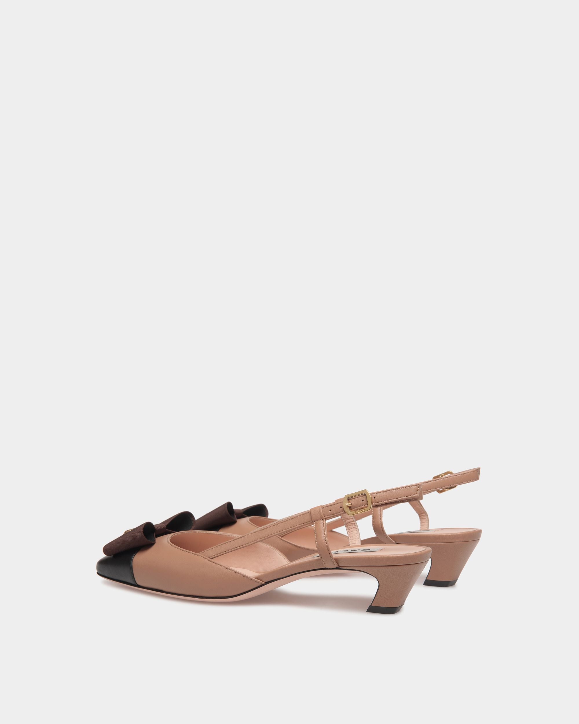 B-Bow Slingback Pump in Praline Beige Leather - Women's - Bally - 04