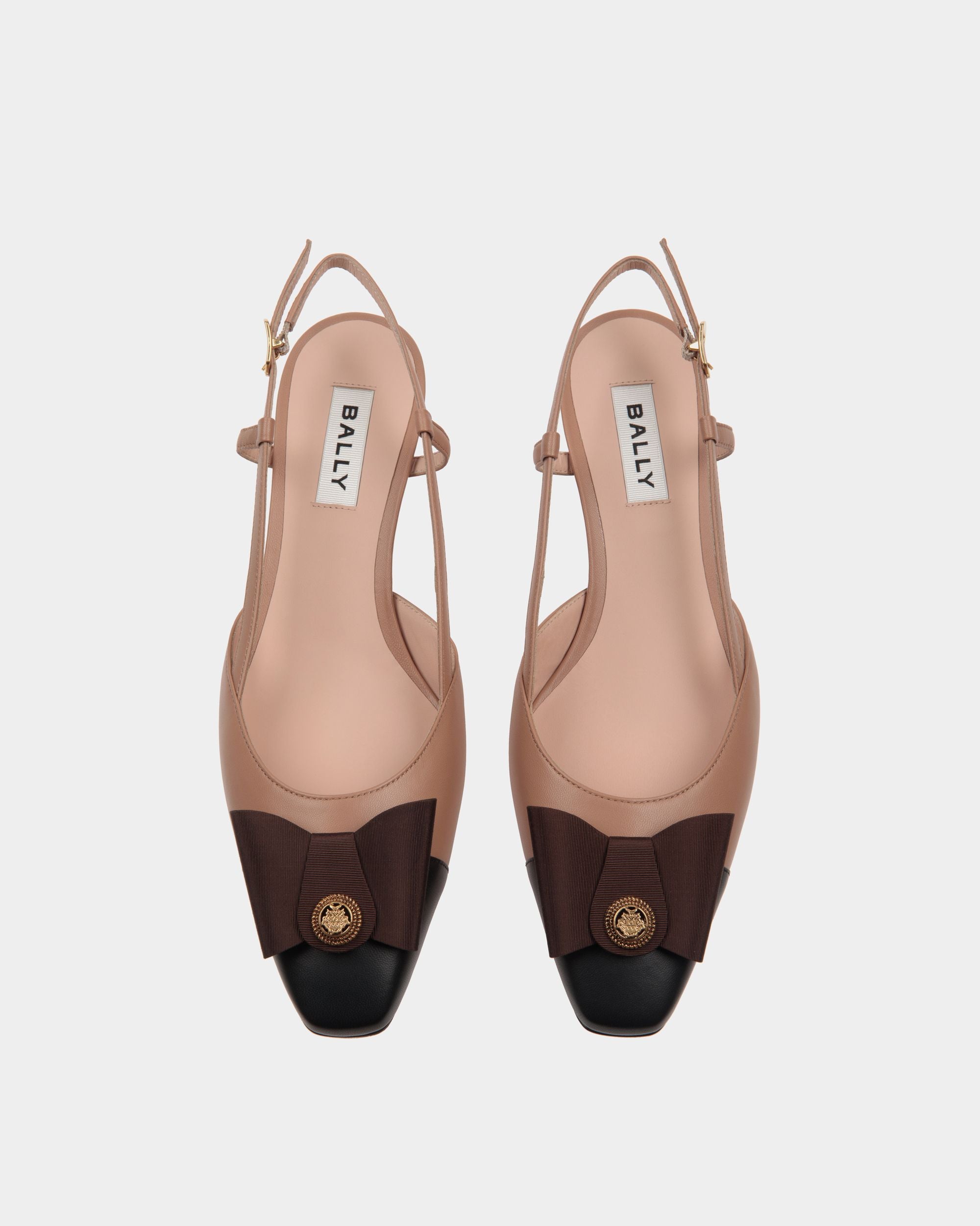 B-Bow Slingback Pump in Praline Beige Leather - Women's - Bally - 05