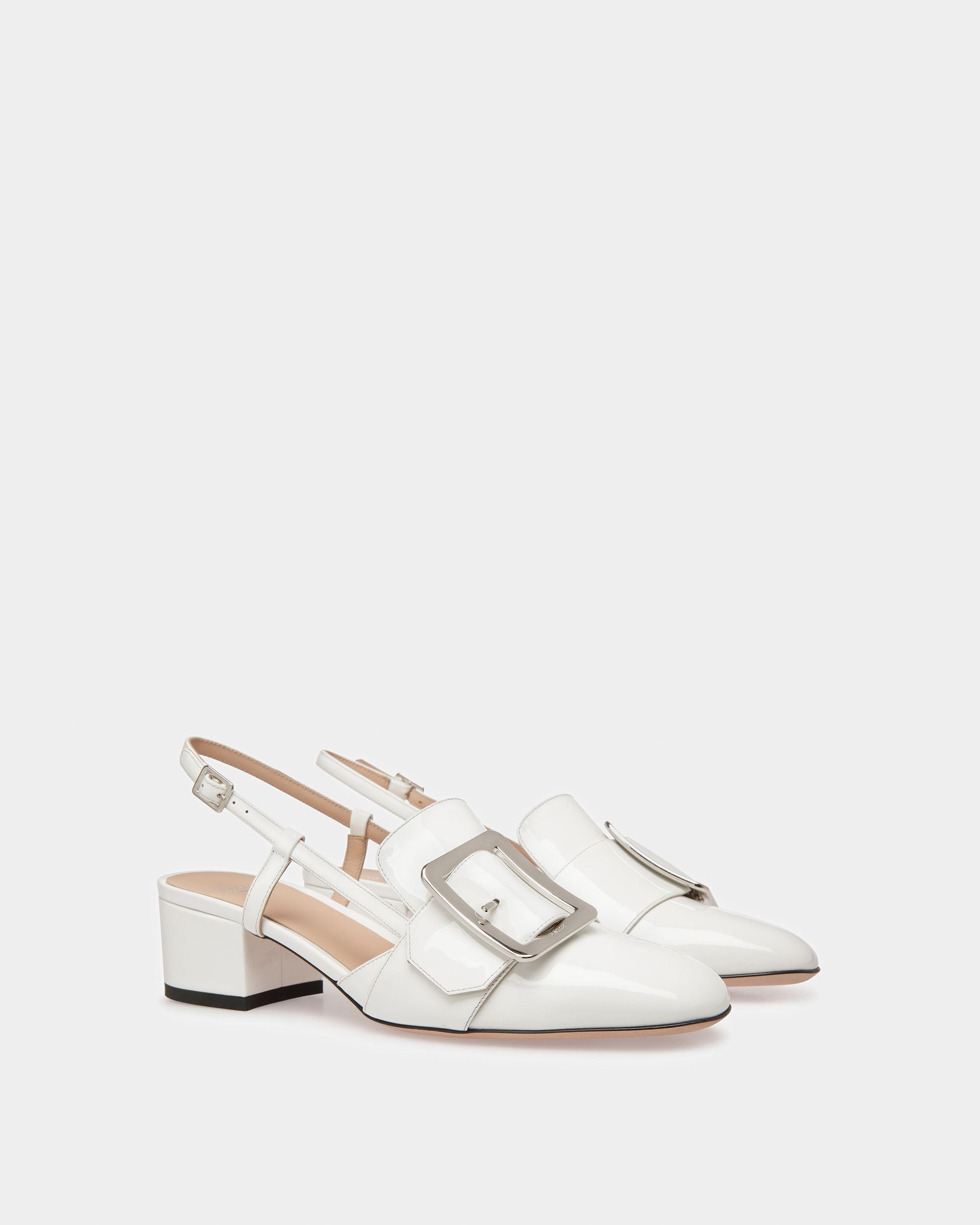 Jasmine Leather Slingback Pumps In White - Women's - Bally - 04
