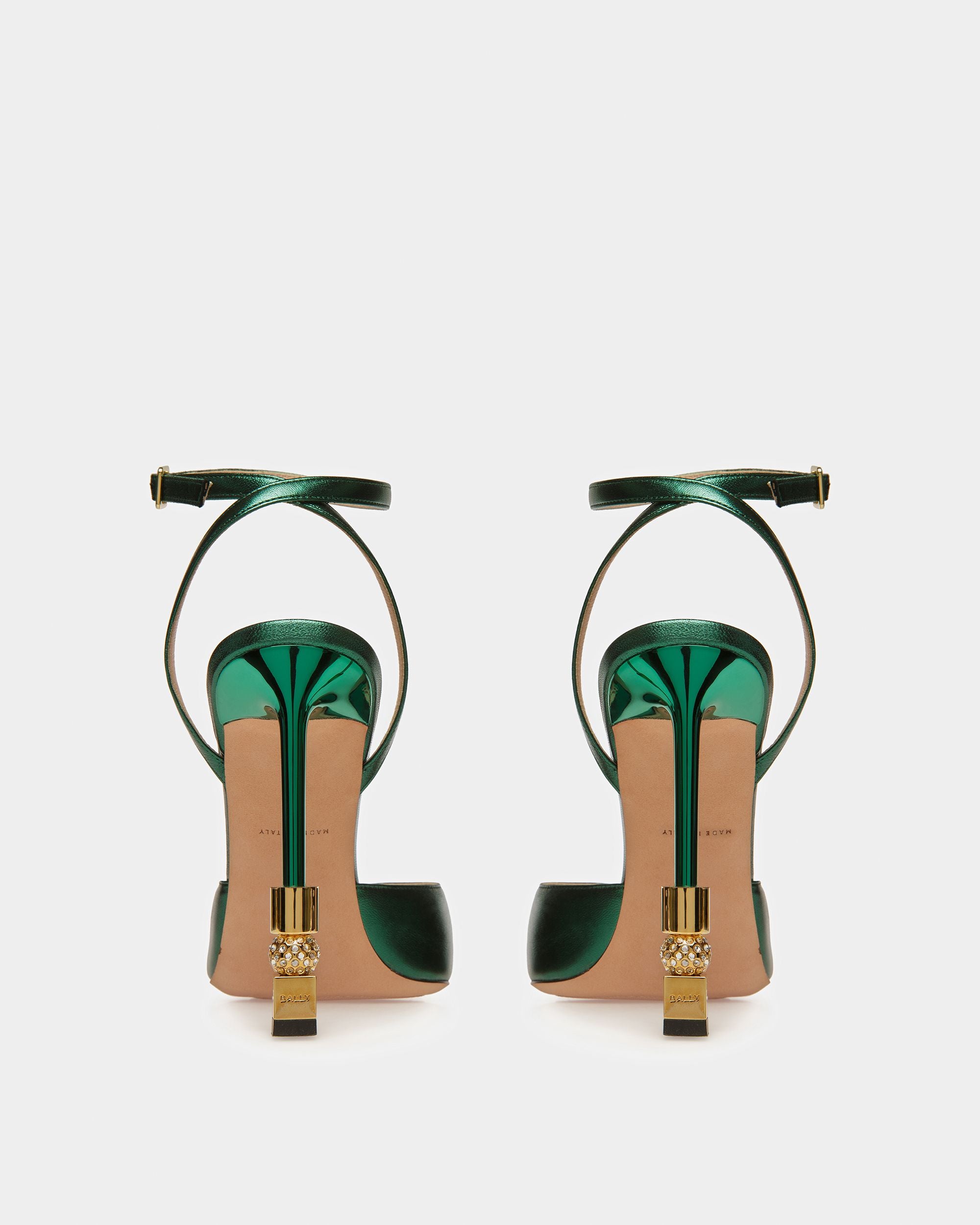 Block Ankle Strap Pump In Metallic Leather - Women's - Bally - 04