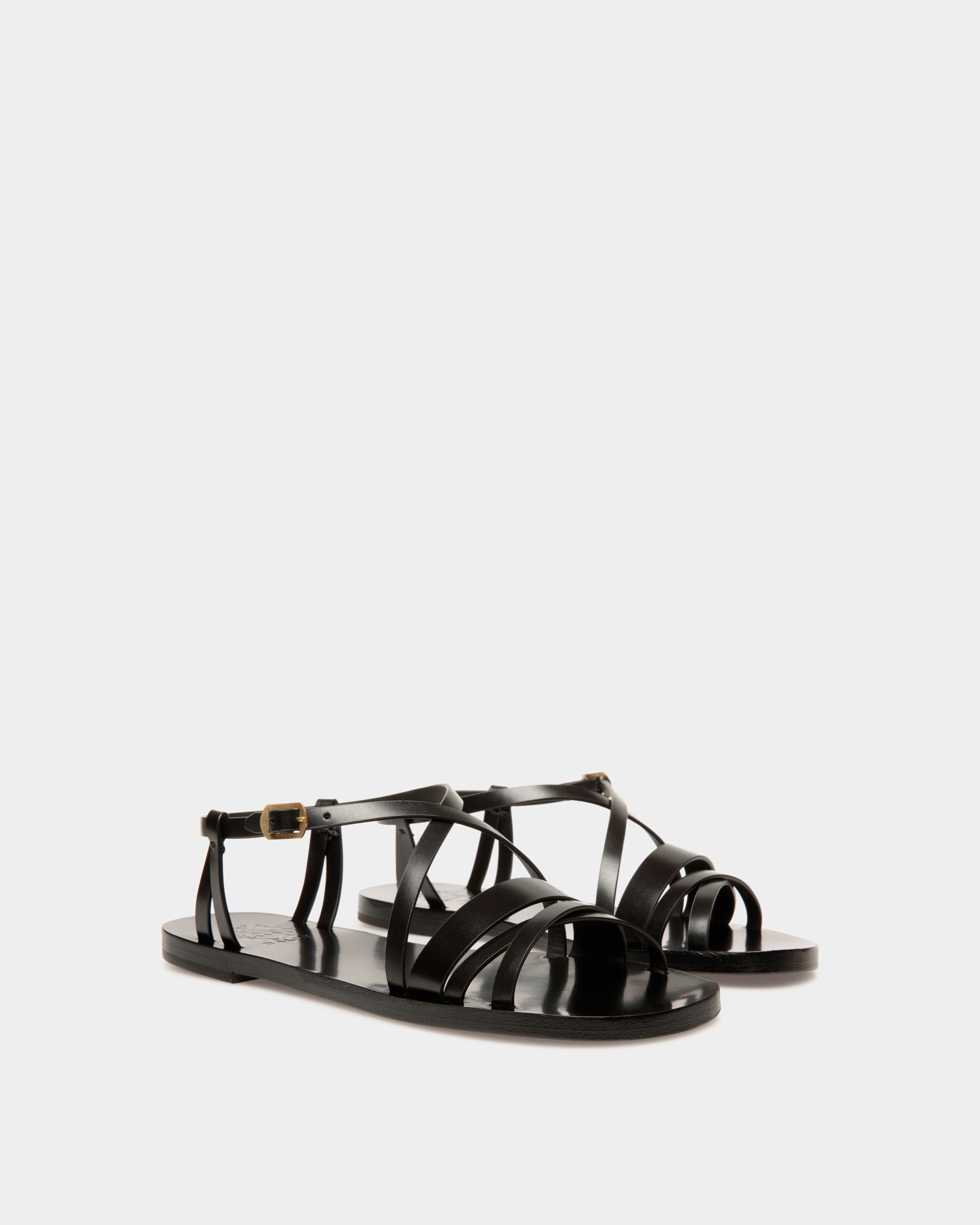 Salis Flat Sandal In Black Leather - Women's - Bally - 03