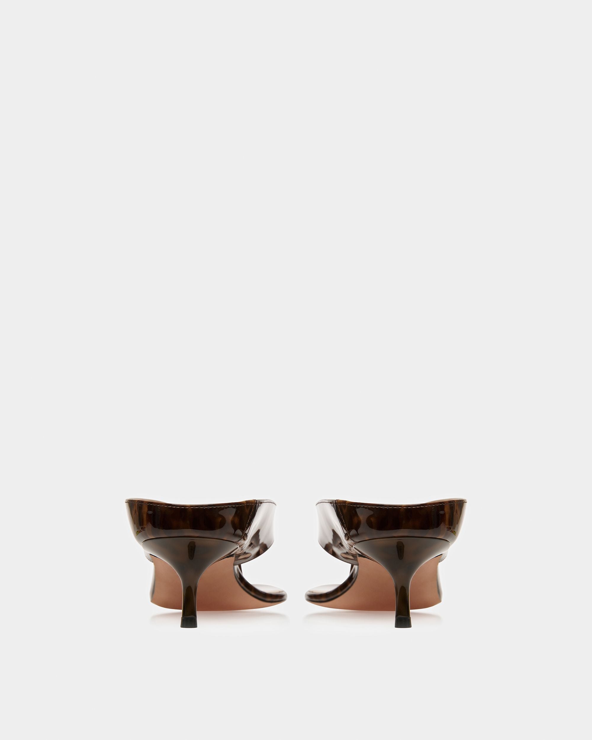 Nyna Leather Sandals In Patent Brown Tortoiseshell - Women's - Bally - 04