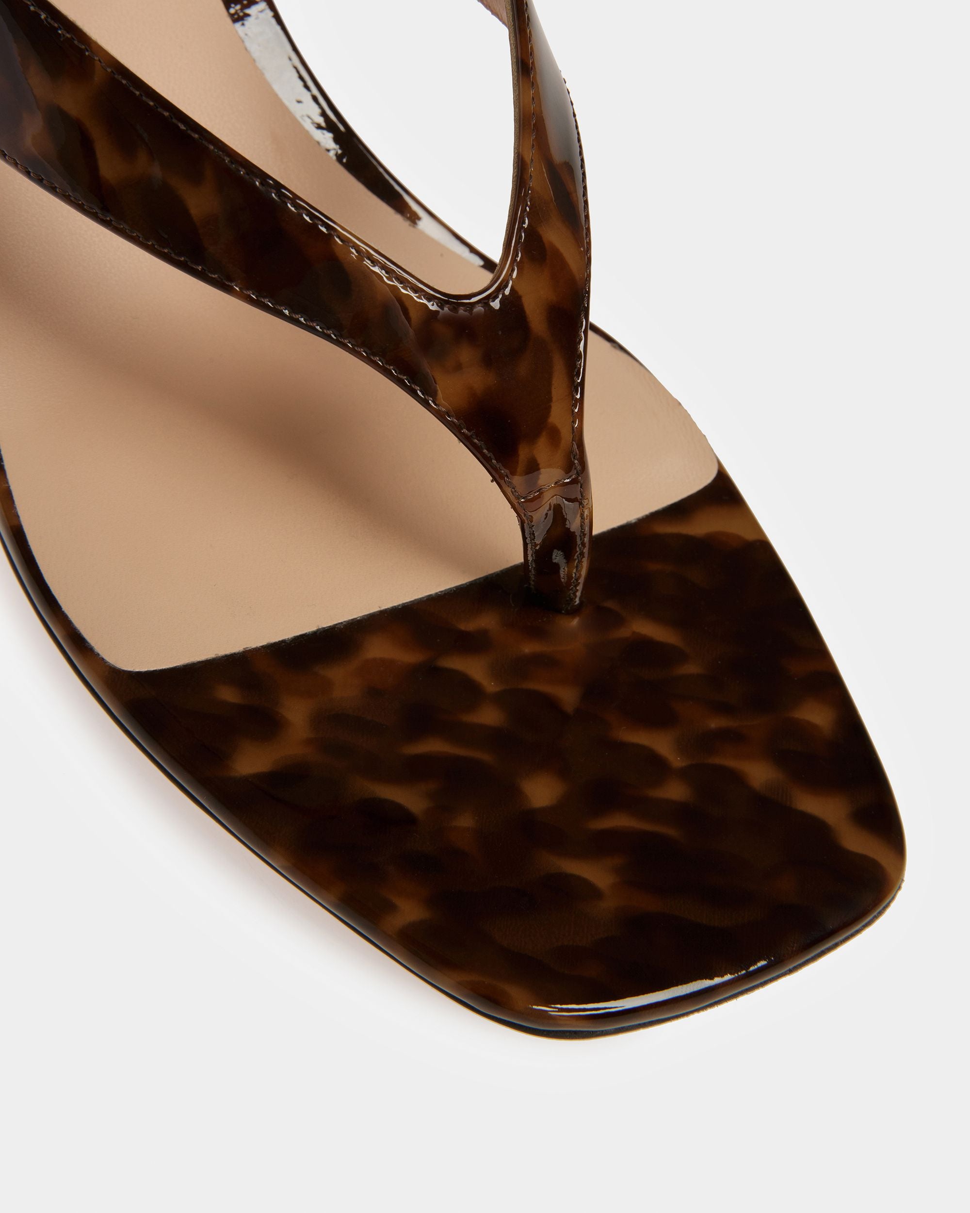 Nyna Leather Sandals In Patent Brown Tortoiseshell - Women's - Bally - 05