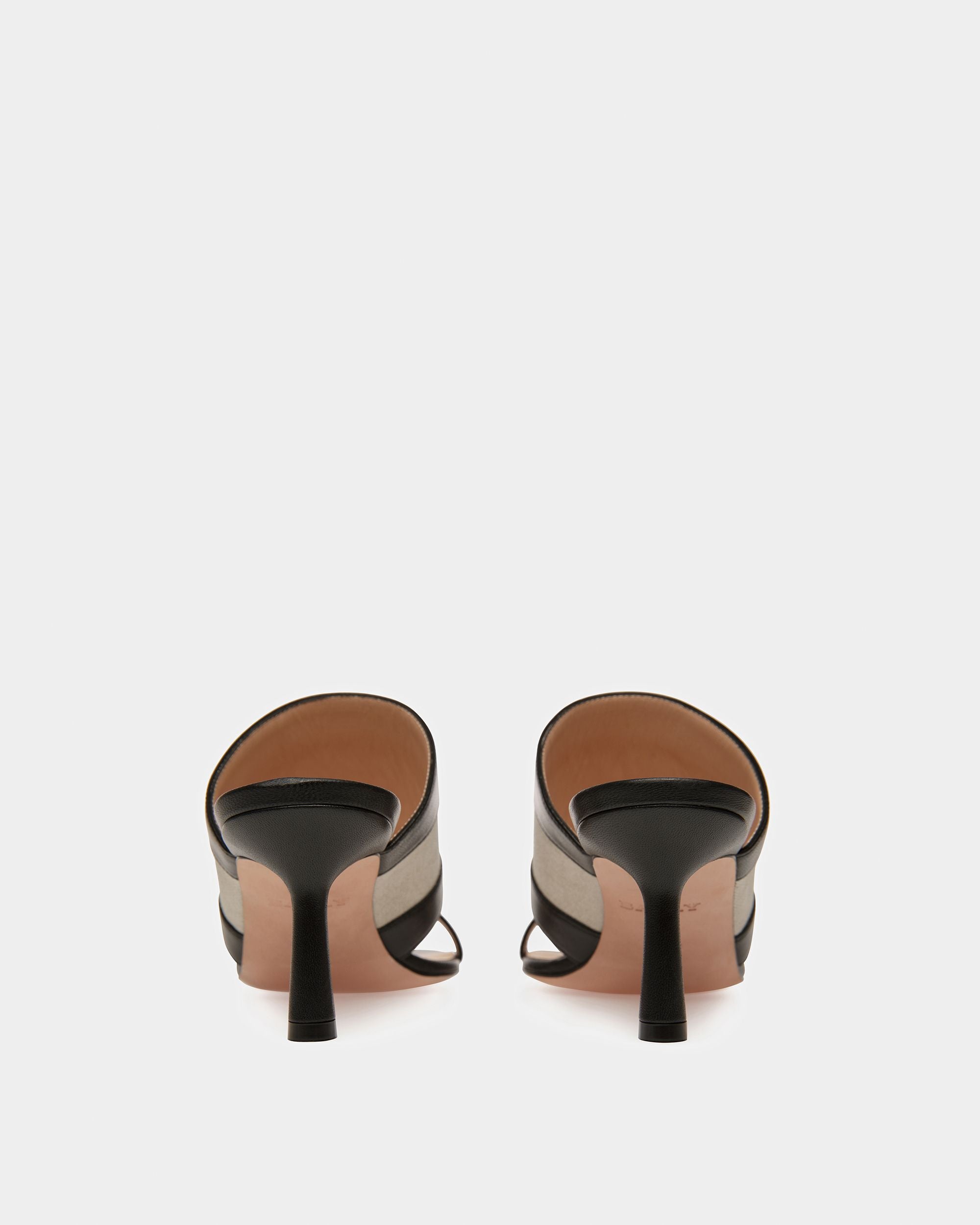 Bianka Canvas And Leather Mule In Natural And Black - Women's - Bally - 04