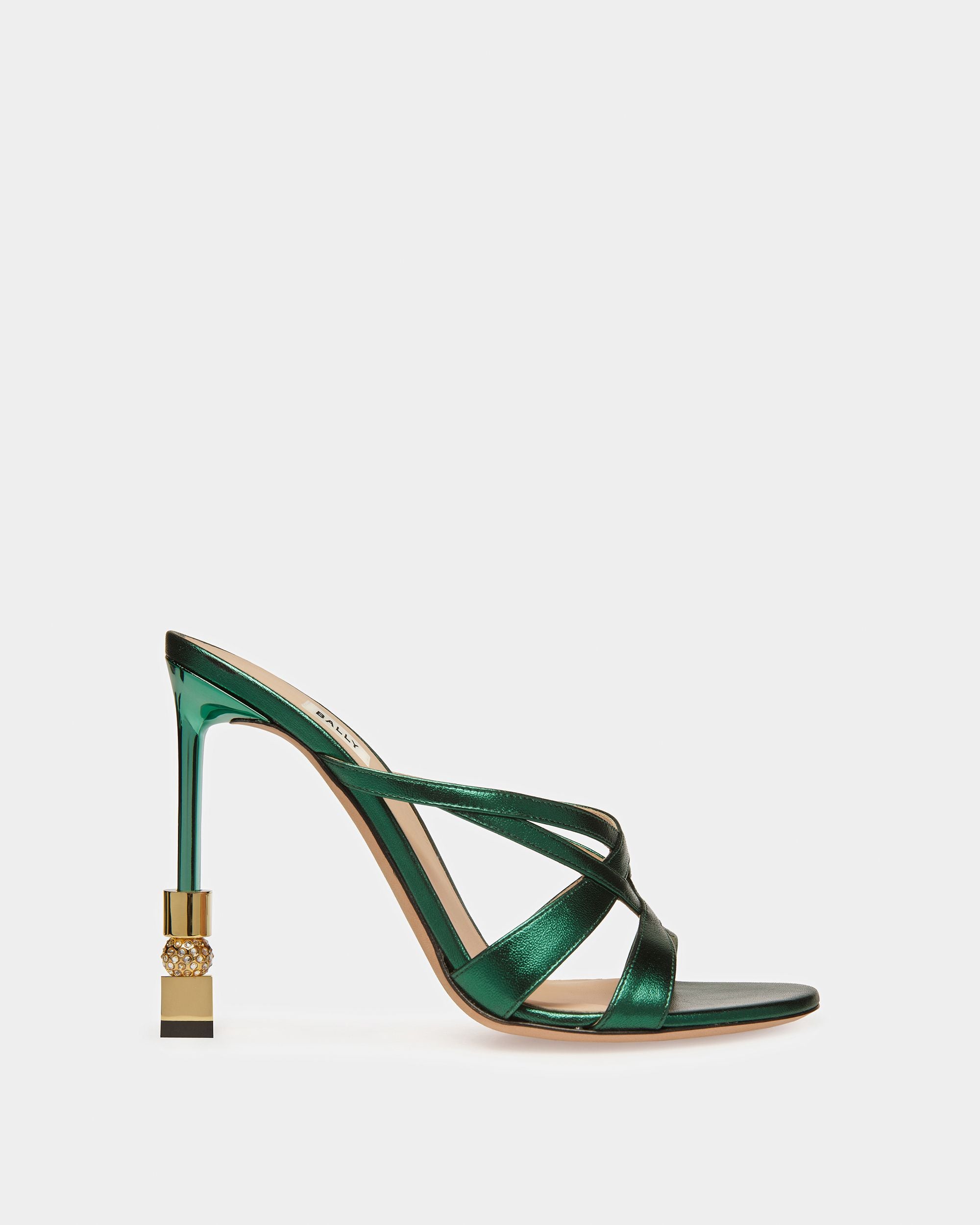 Block Slide Sandal In Metallic Leather - Women's - Bally - 01