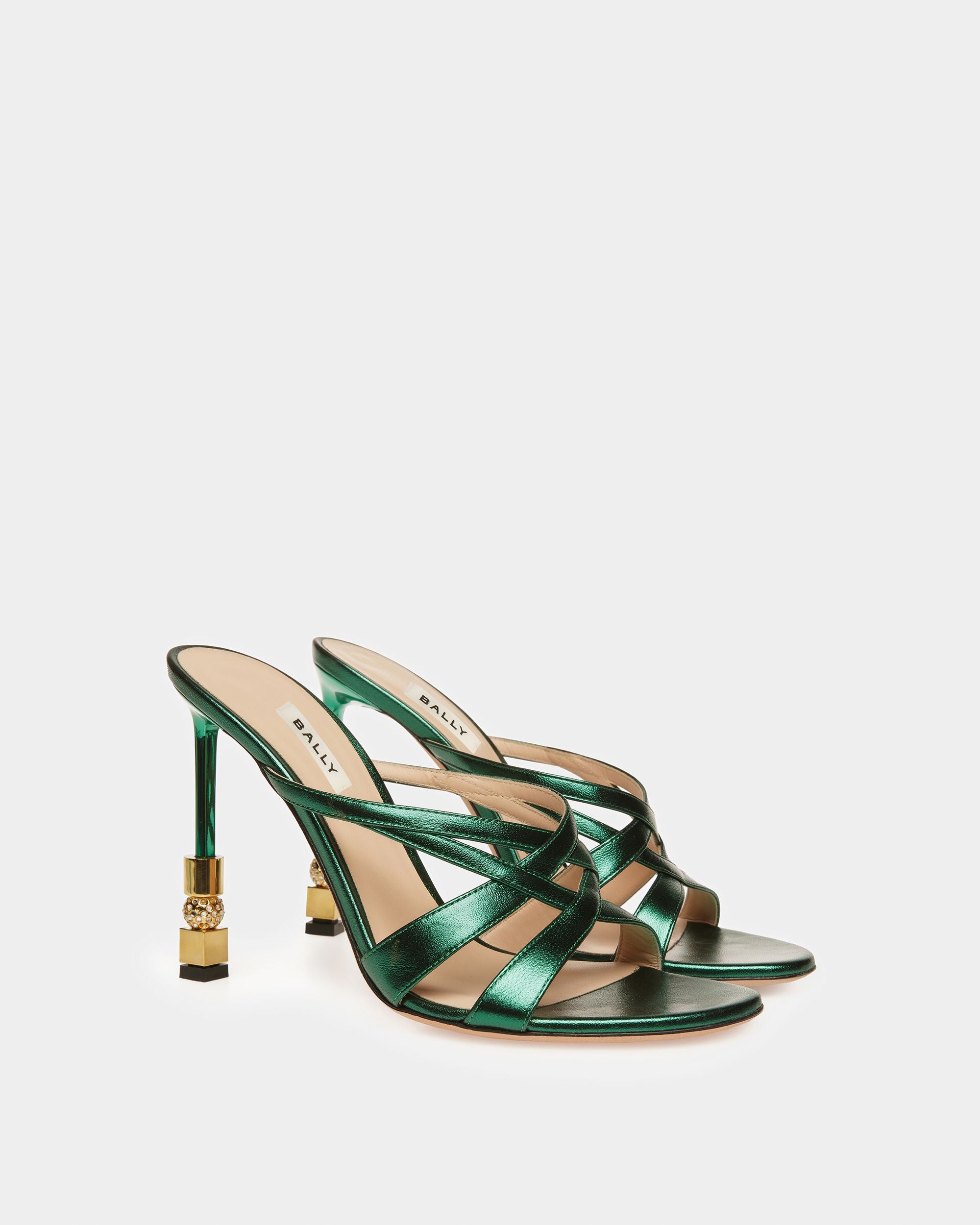 Block Slide Sandal In Metallic Leather - Women's - Bally - 03