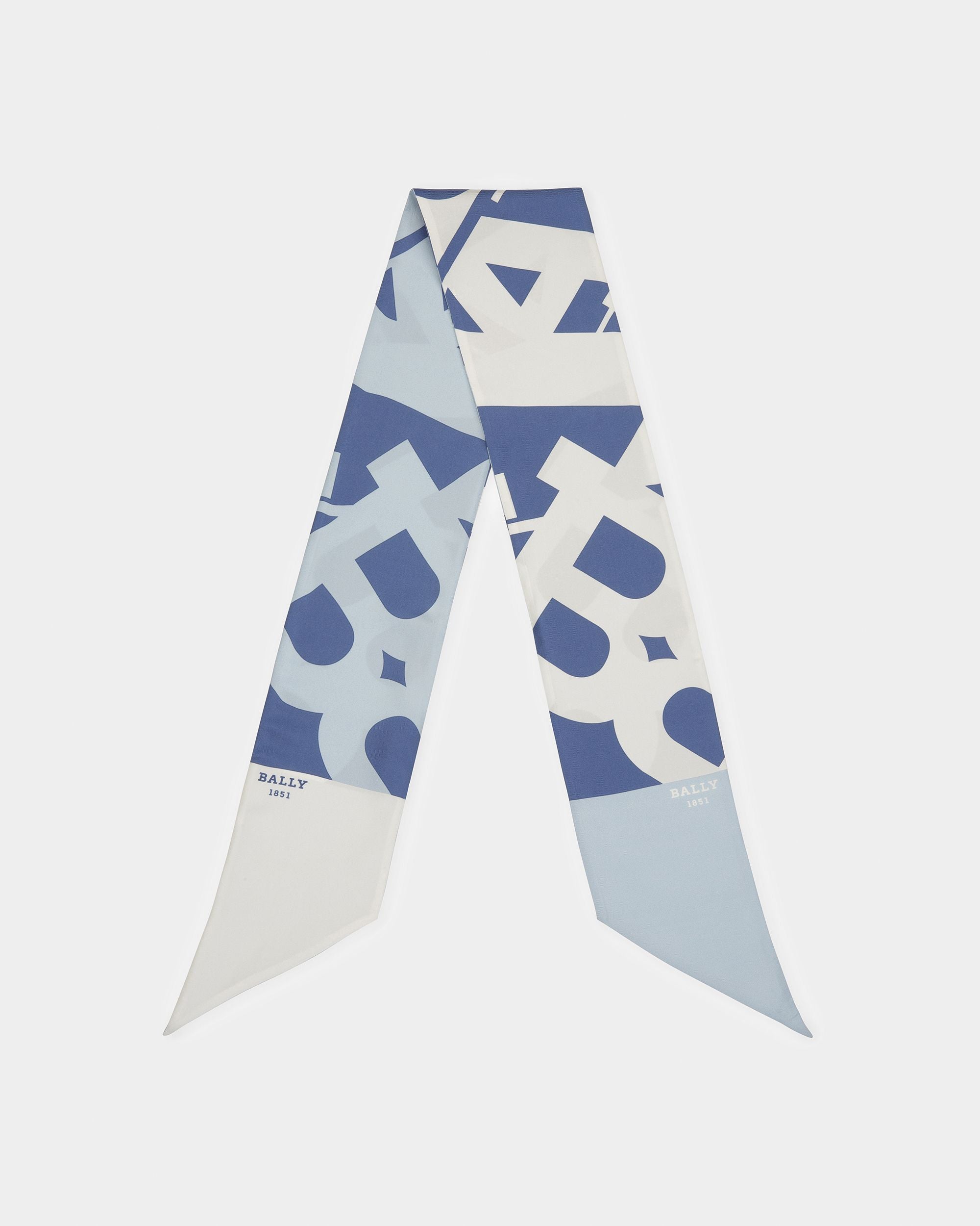 Silk Scarf In Light Blue - Women's - Bally - 03