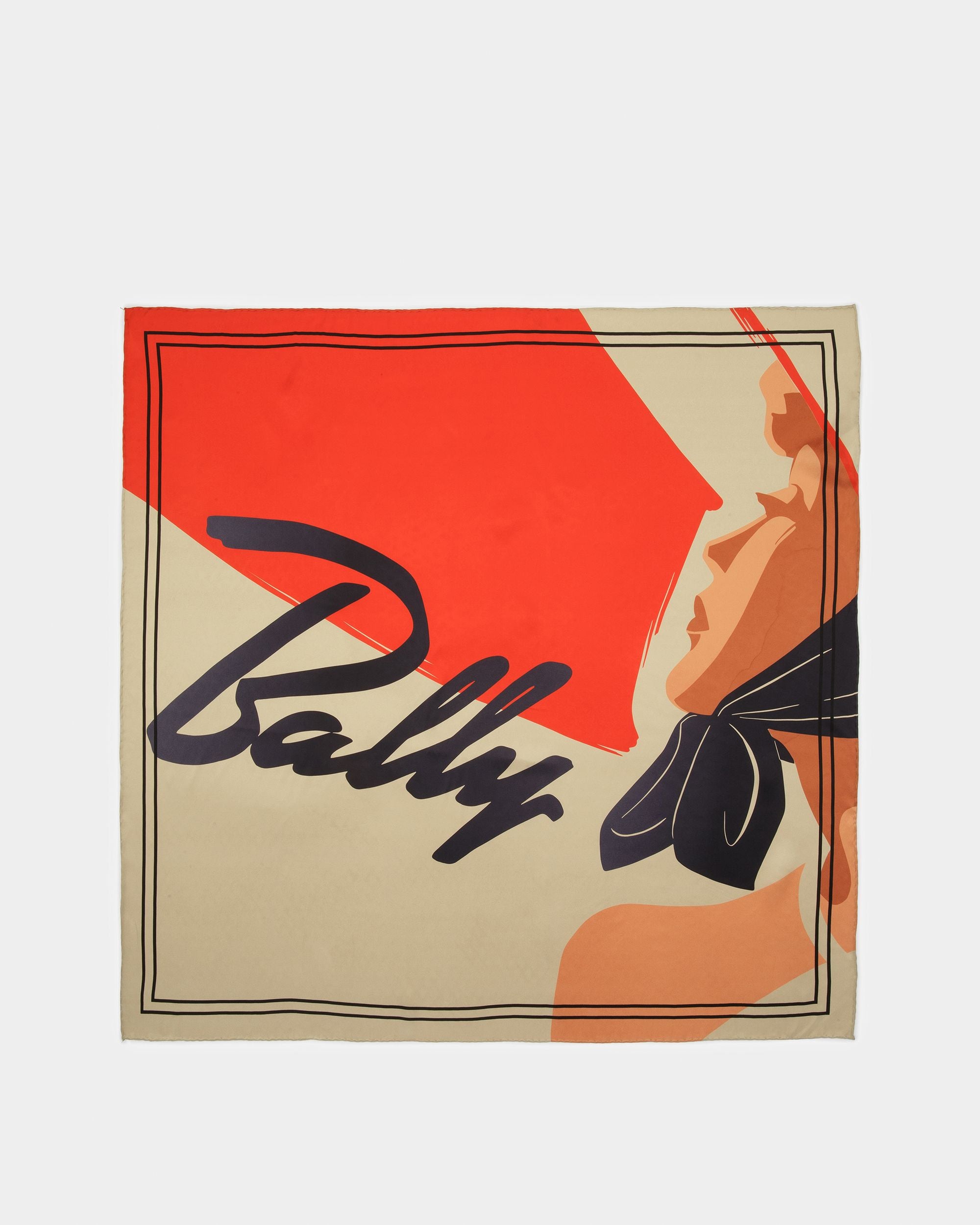 Silk Carré Scarf  In Orange - Women's - Bally - 01