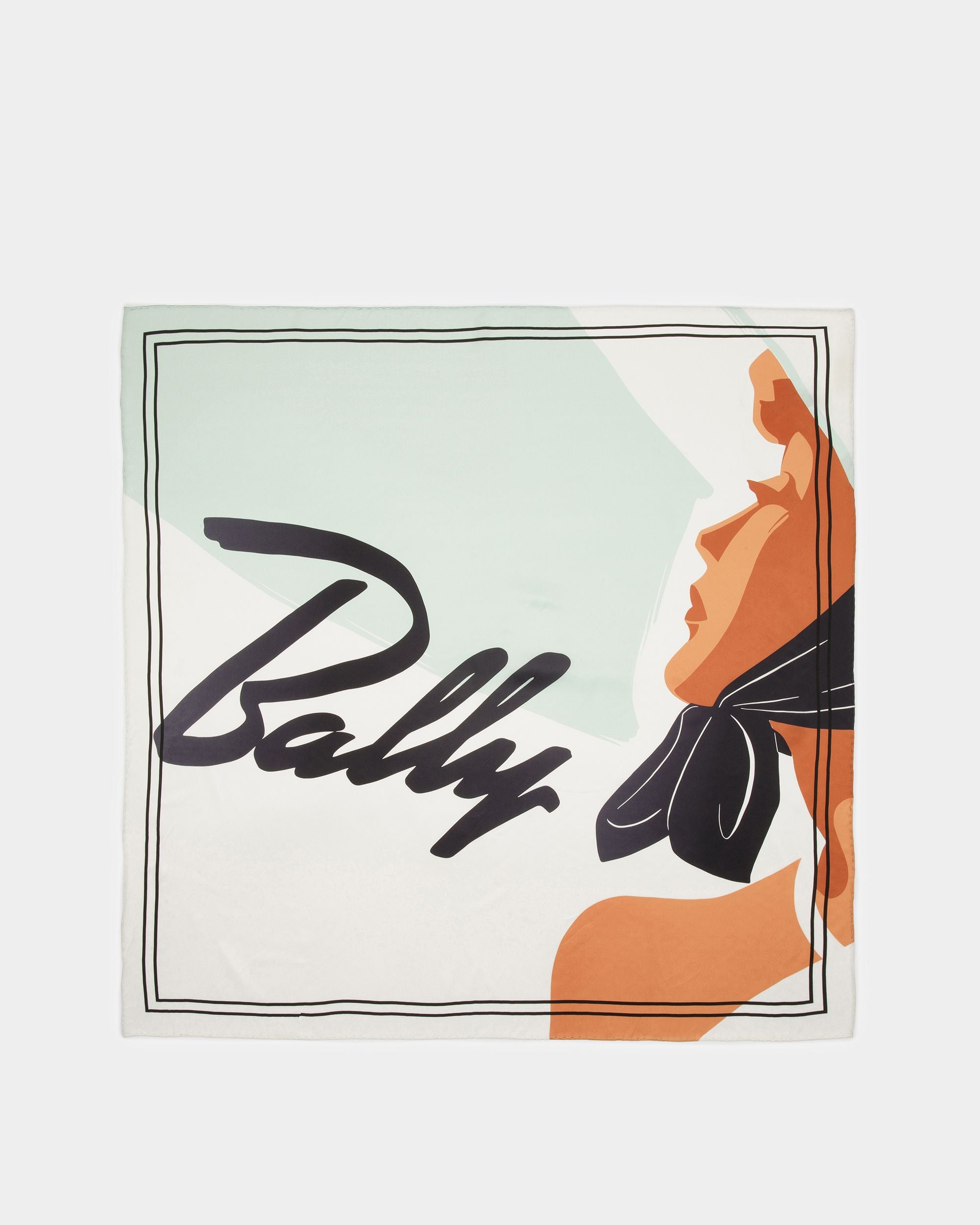 Silk Carré Scarf In Blue - Women's - Bally - 03