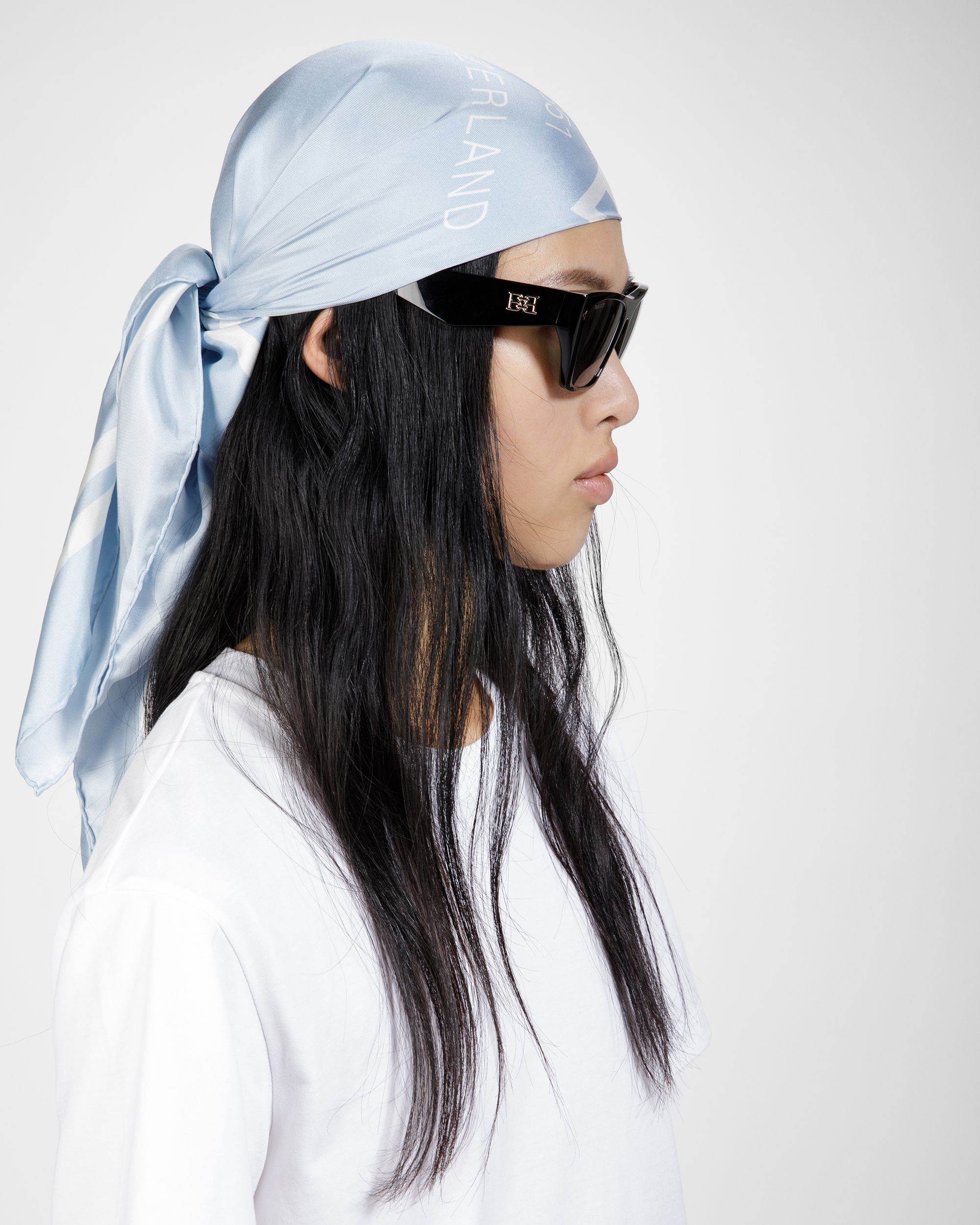 Silk Carré Scarf In Light Blue - Women's - Bally - 01