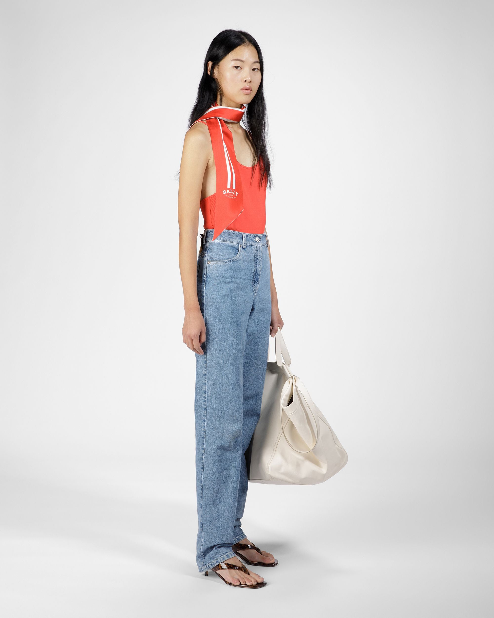 Silk Bandeau Scarf In Orange - Women's - Bally - 02