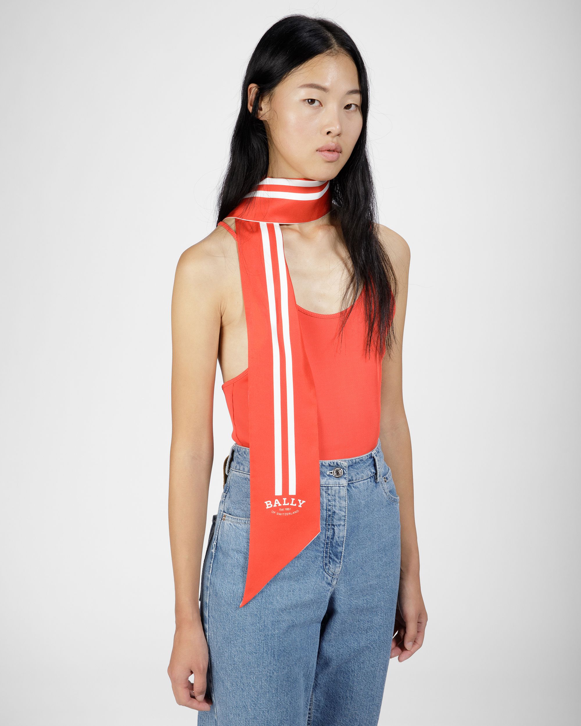 Silk Bandeau Scarf In Orange - Women's - Bally - 04