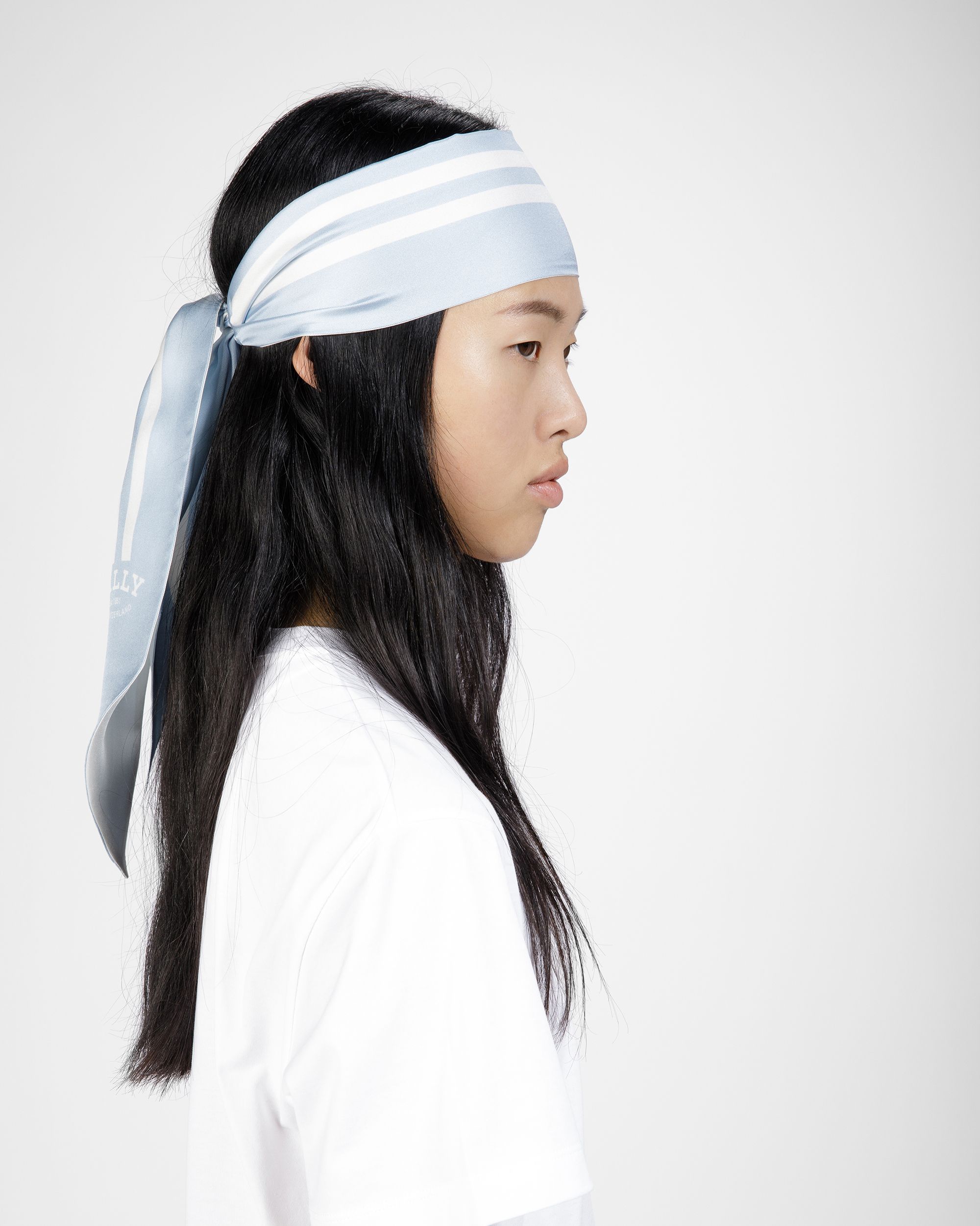Silk Bandeau Scarf In Light Blue - Women's - Bally - 01