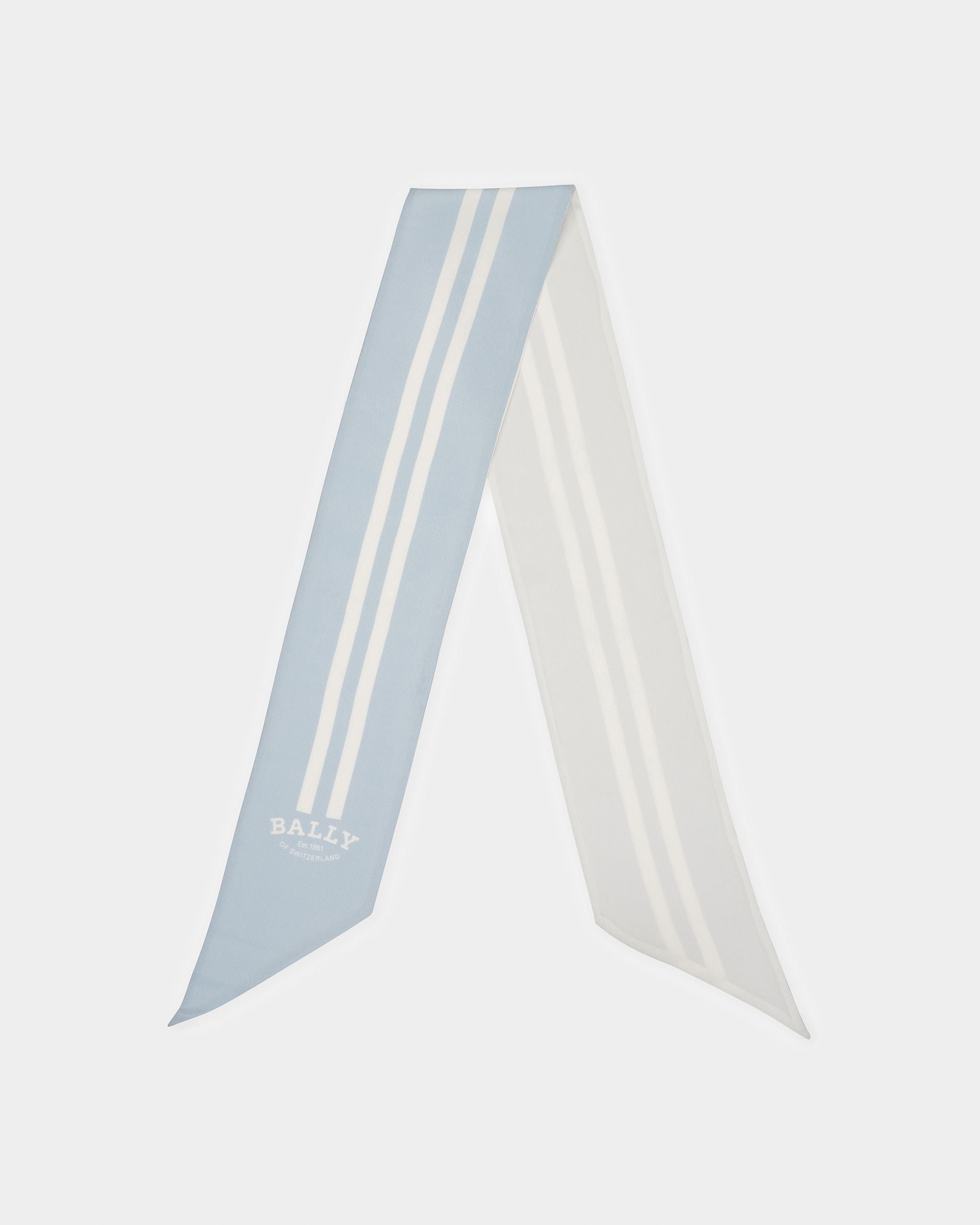 Silk Bandeau Scarf In Light Blue - Women's - Bally - 03