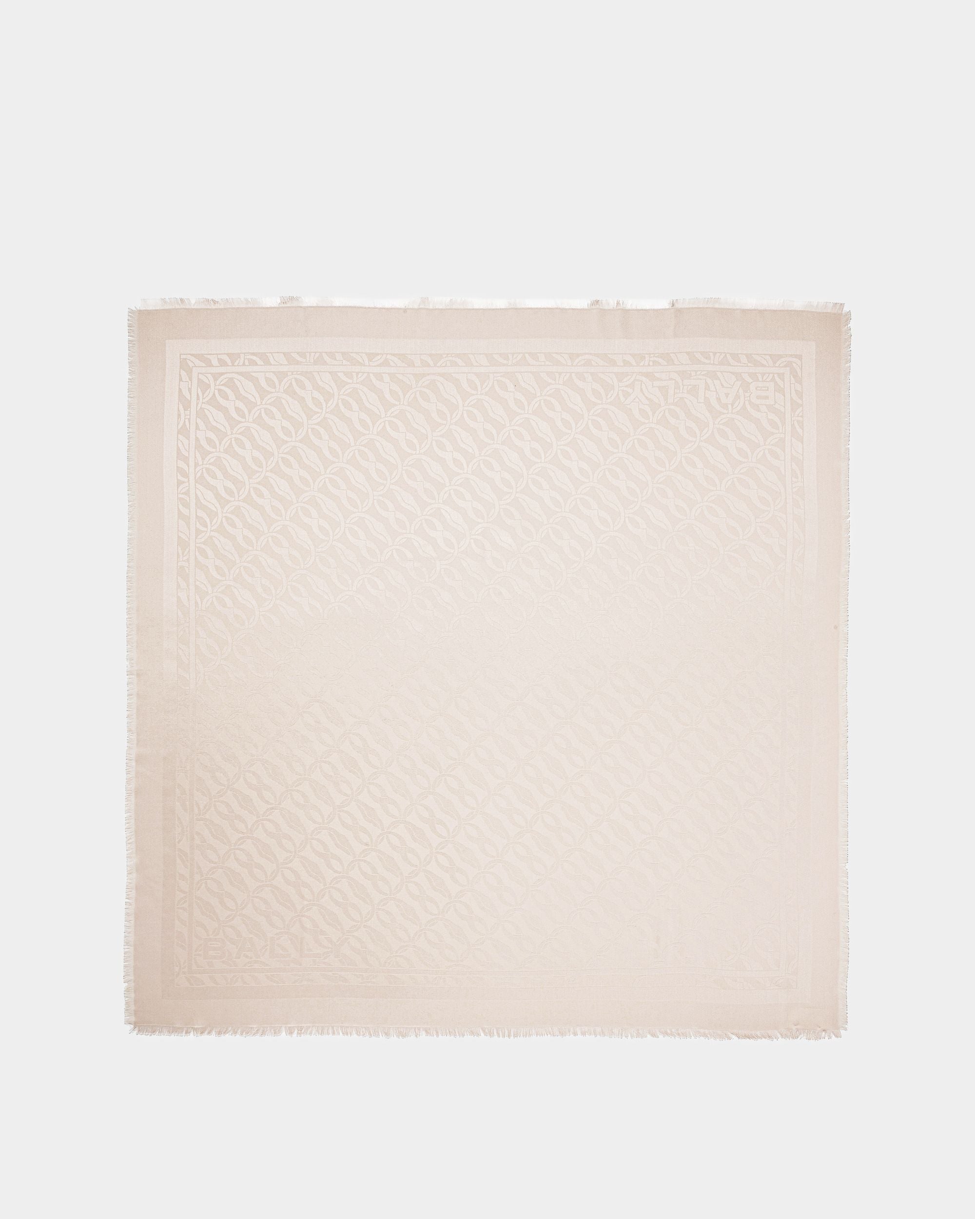 Emblem Print Square Scarf In Dusty Petal Silk - Women's - Bally - 01