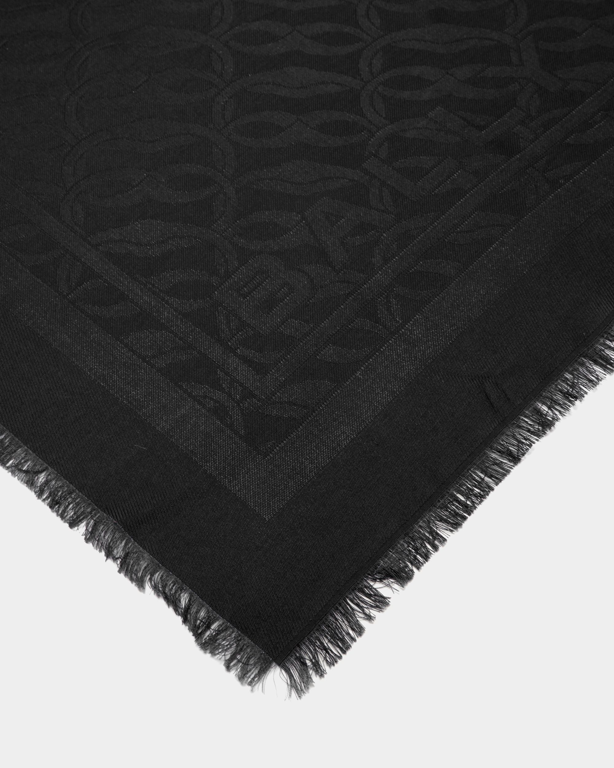 Emblem Print Square Scarf In Black Silk - Women's - Bally - 02