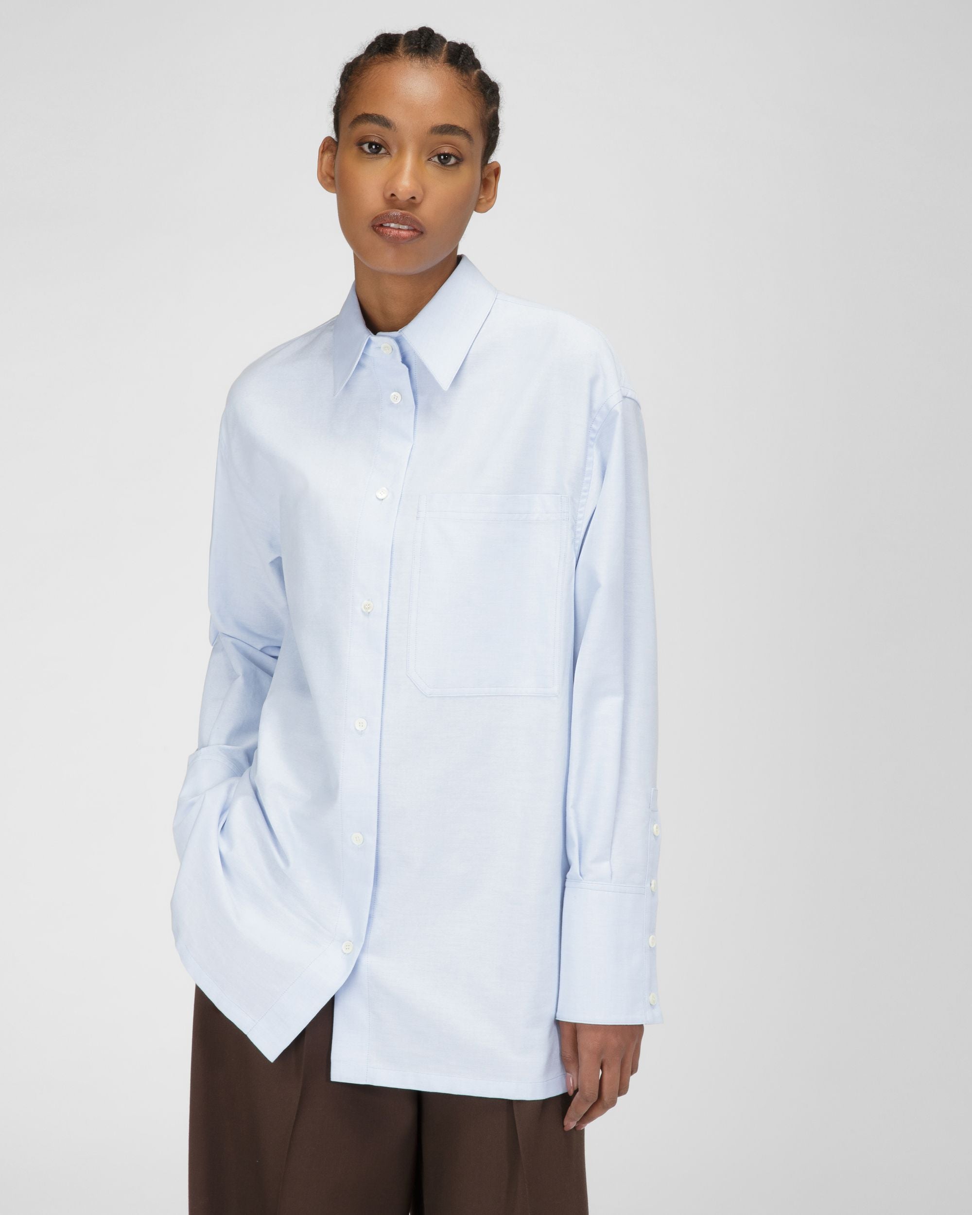 Cotton Shirt In Blue - Women's - Bally - 01