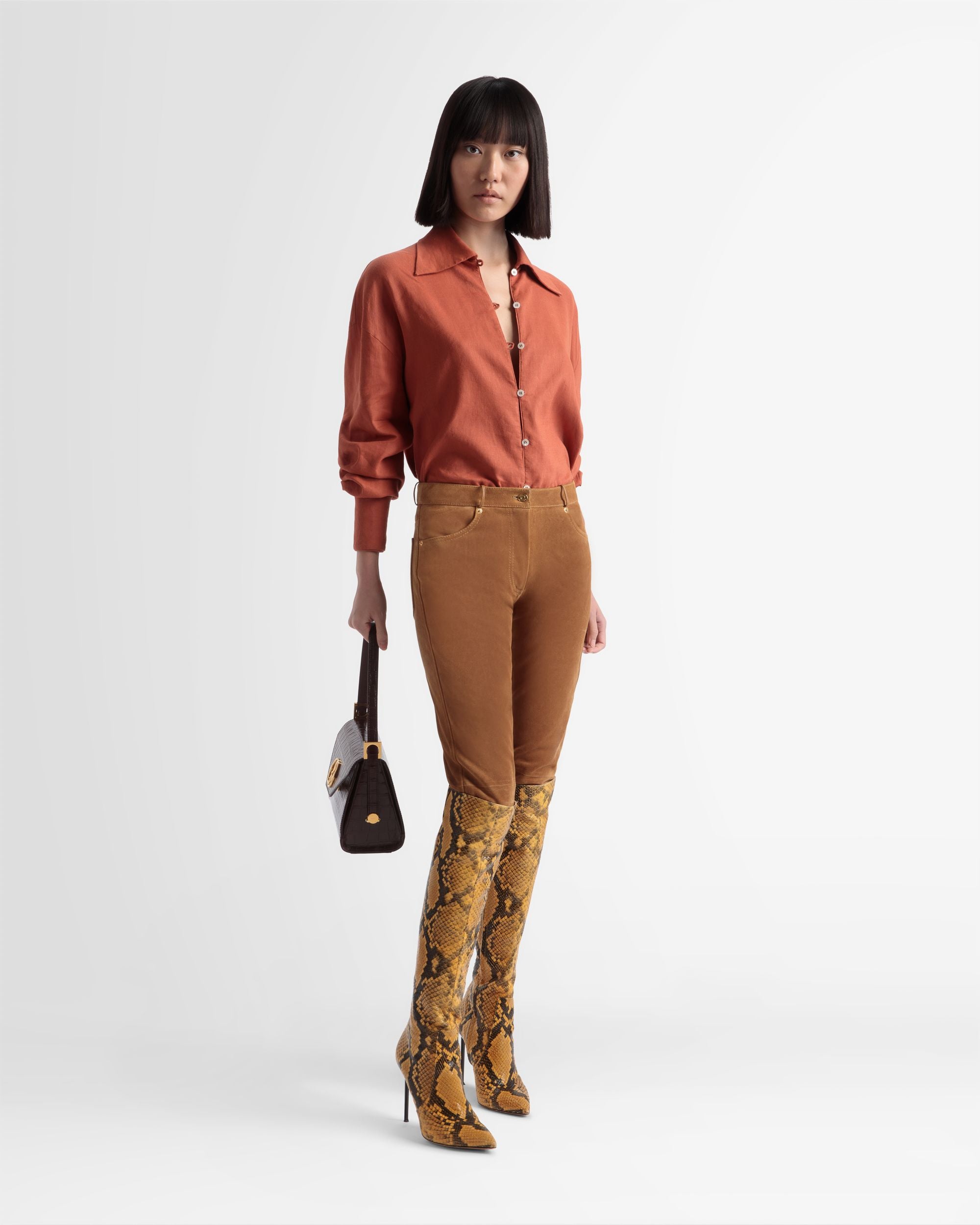 Relaxed Linen Shirt In Pink - Women's - Bally - 01