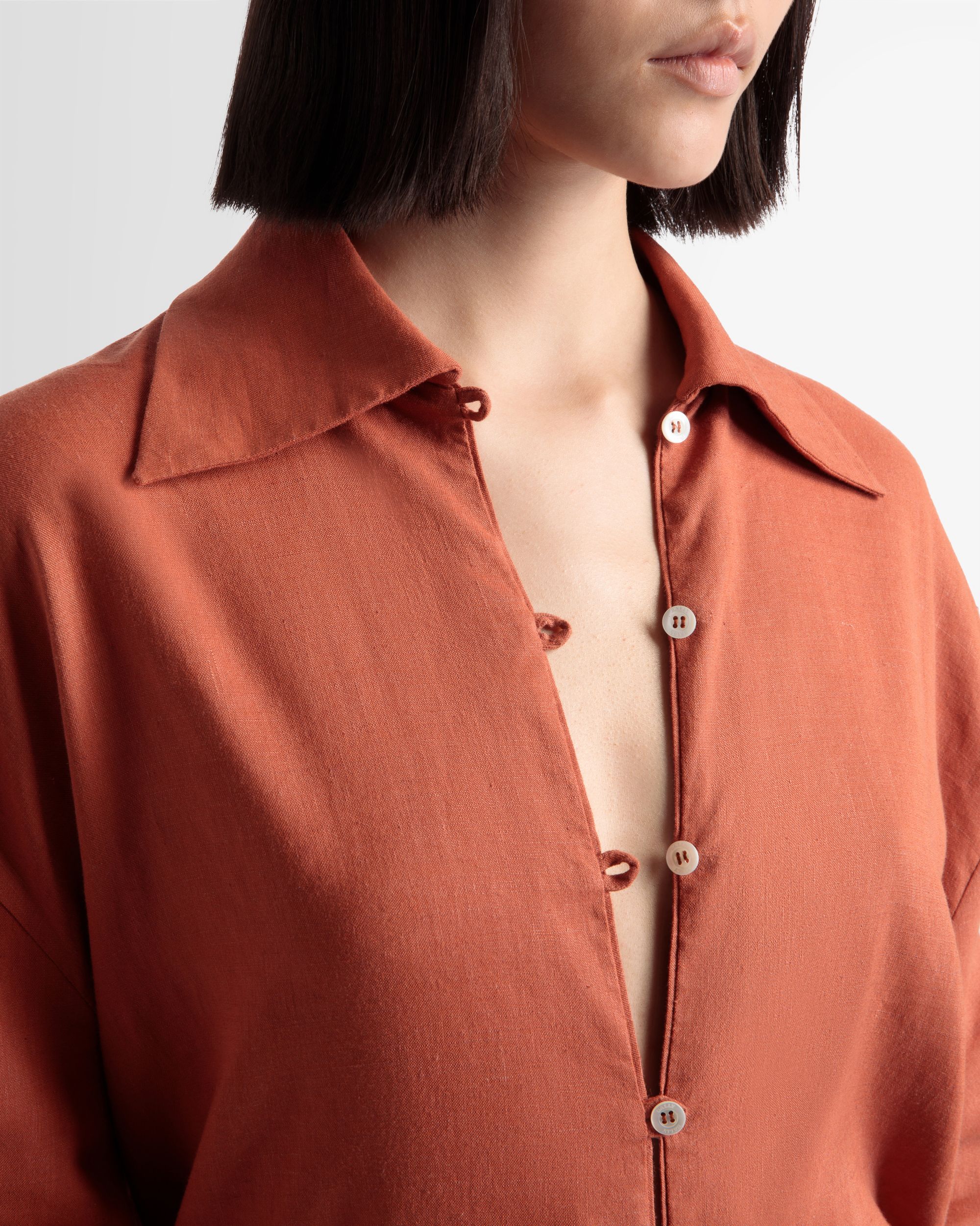 Relaxed Linen Shirt In Pink - Women's - Bally - 03
