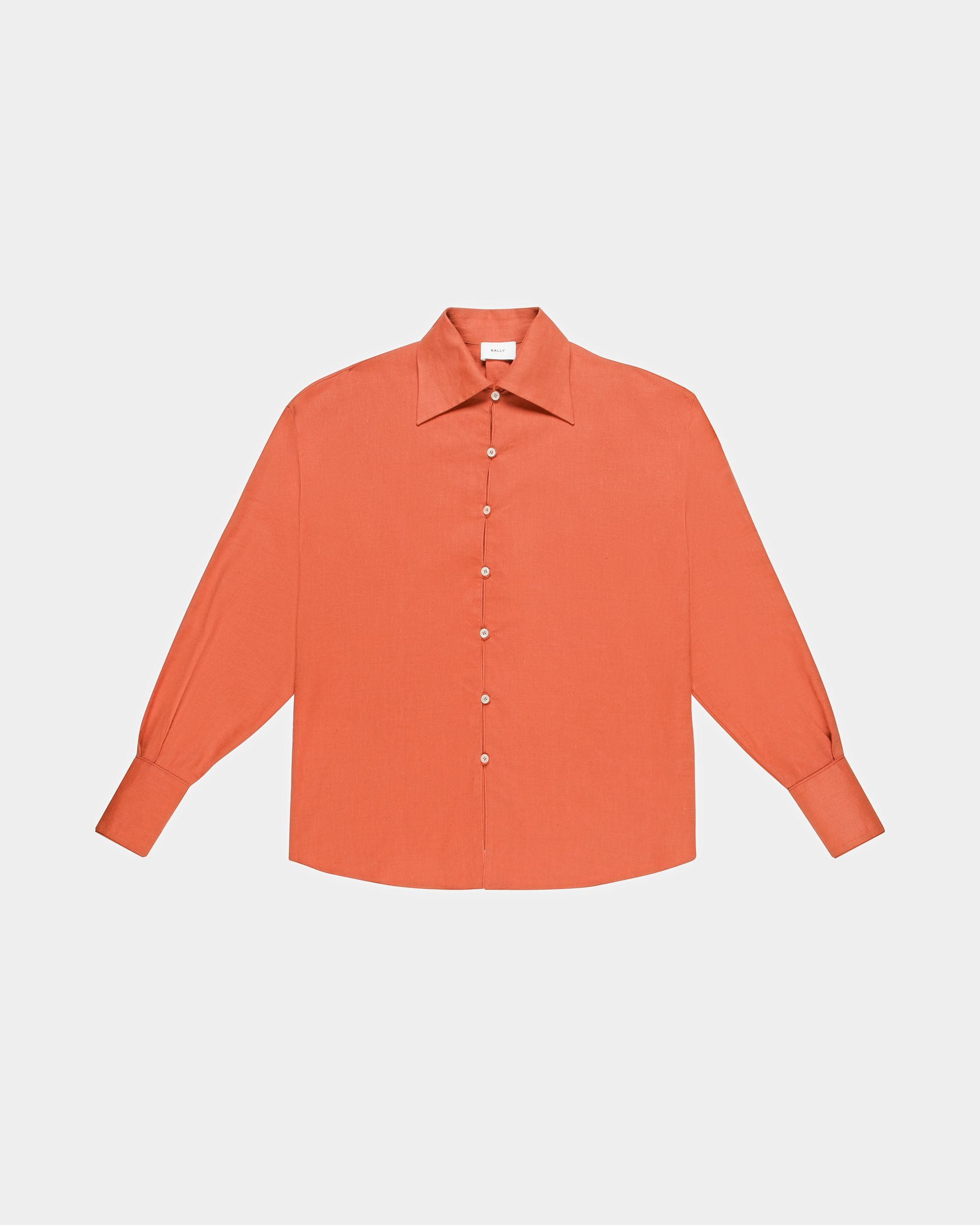 Relaxed Linen Shirt In Pink - Women's - Bally - 06