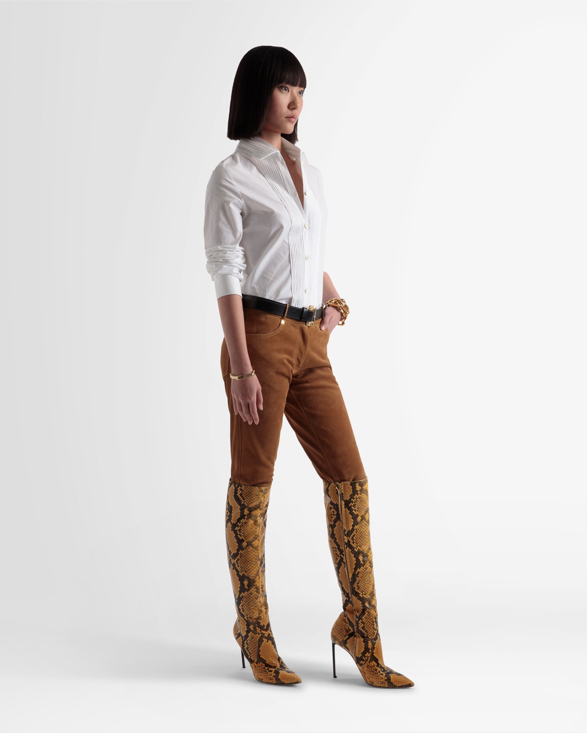 Pleated Placket Shirt In White Cotton Poplin - Women's - Bally - 04