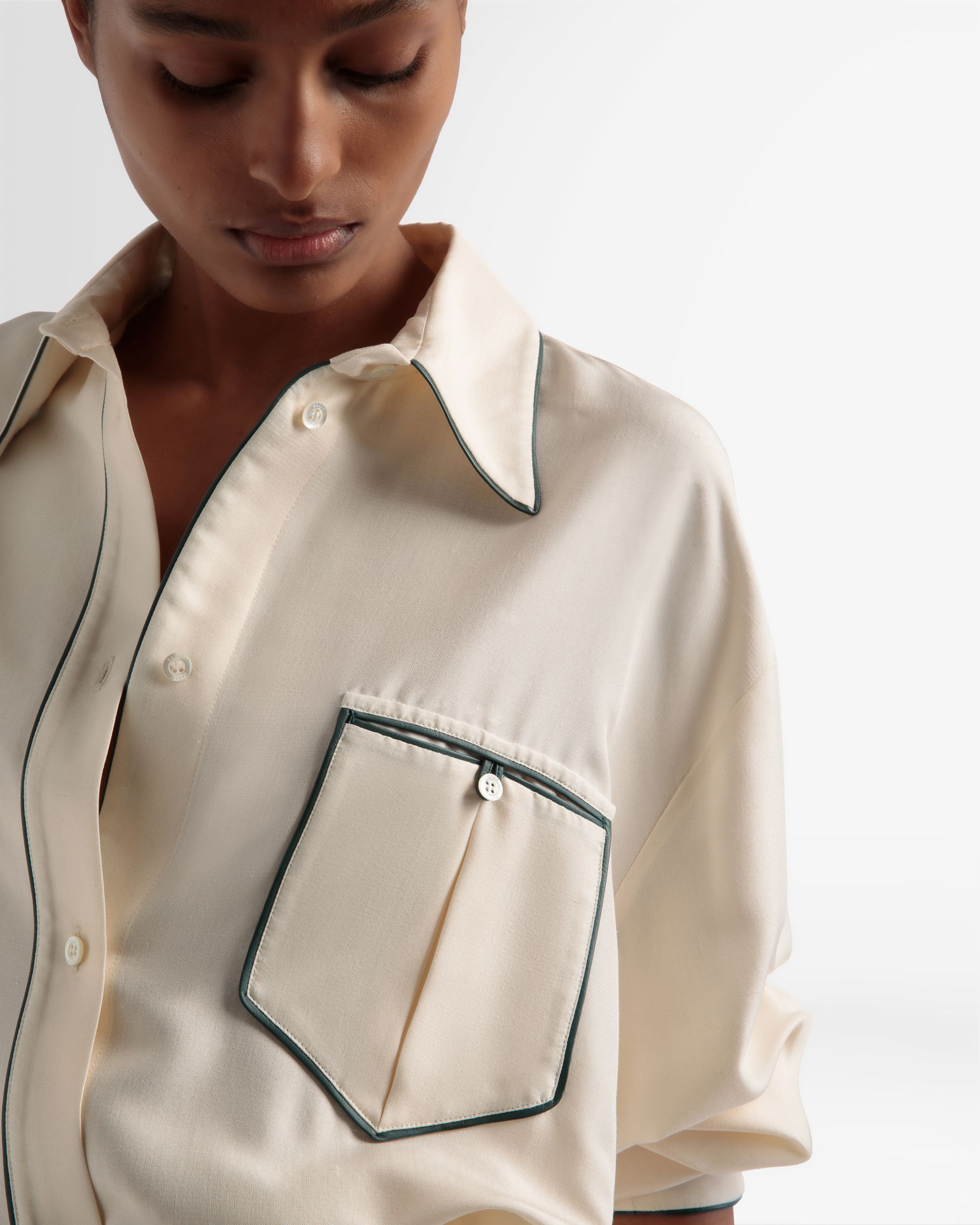 Relaxed Silk Shirt In Bone - Women's - Bally - 02