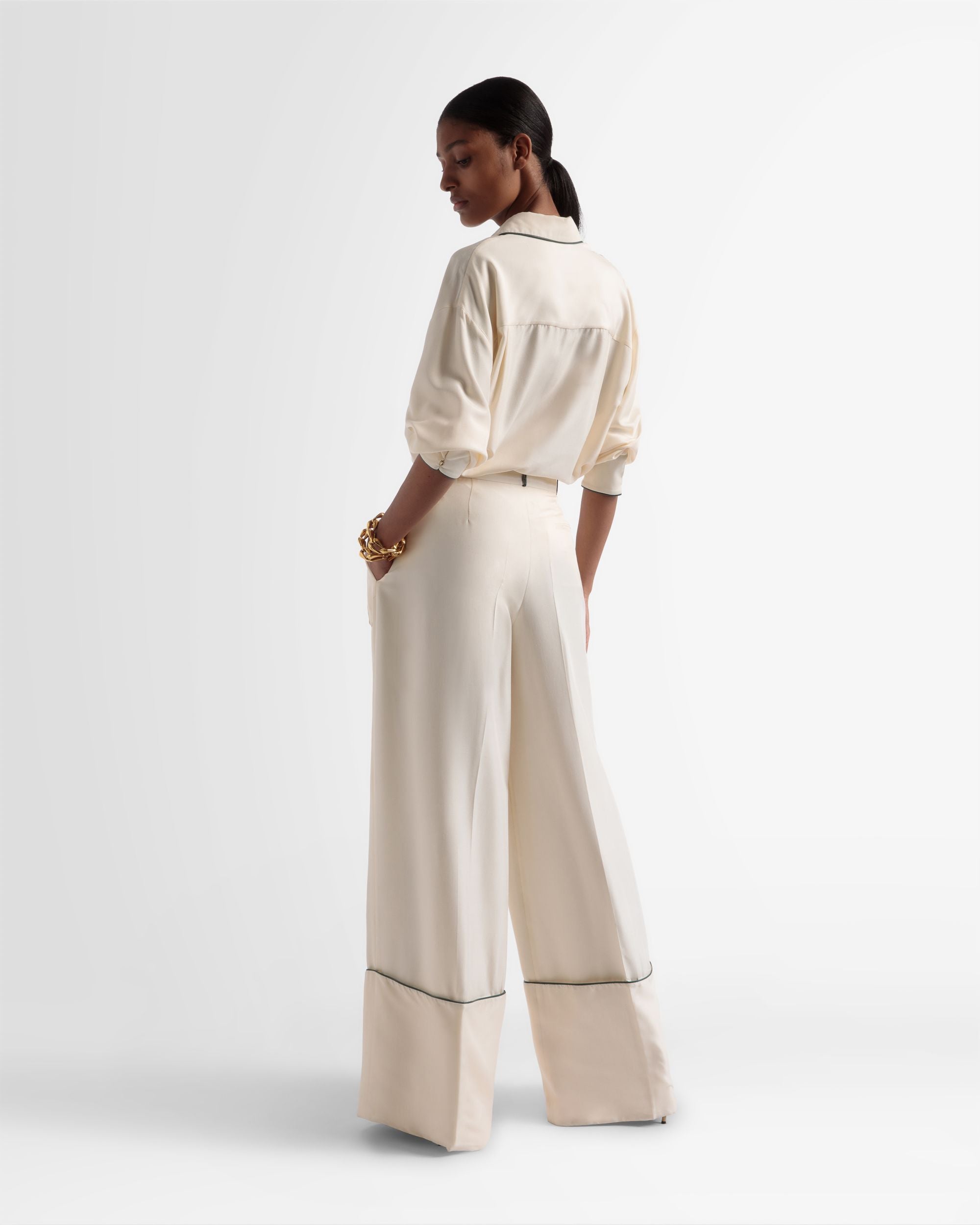 Relaxed Silk Shirt In Bone - Women's - Bally - 05