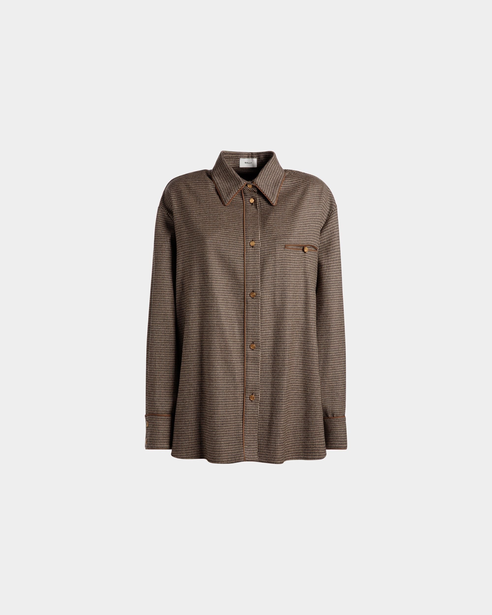Dogtooth Shirt In Desert Wool - Women's - Bally - 01