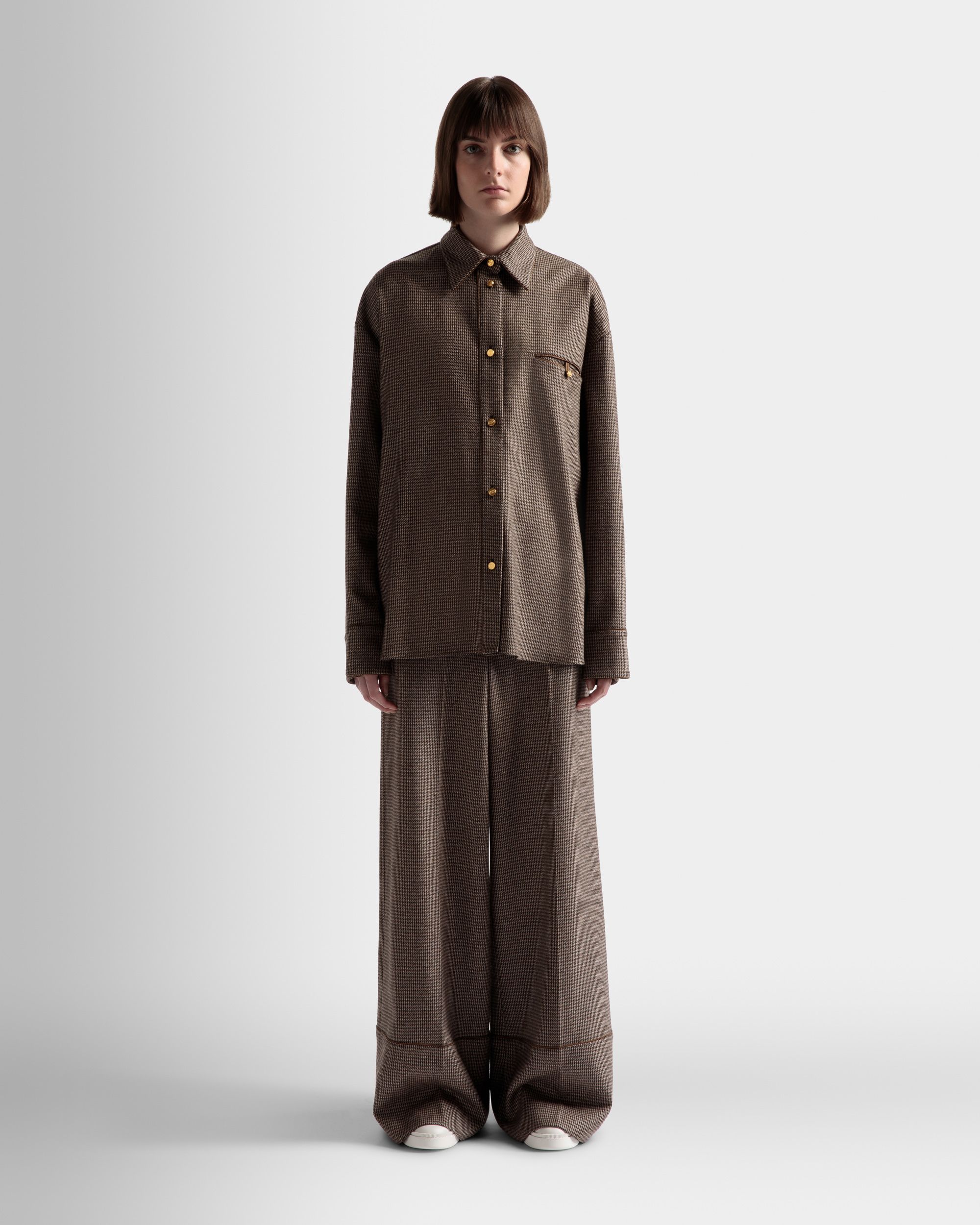 Dogtooth Shirt In Desert Wool - Women's - Bally - 02