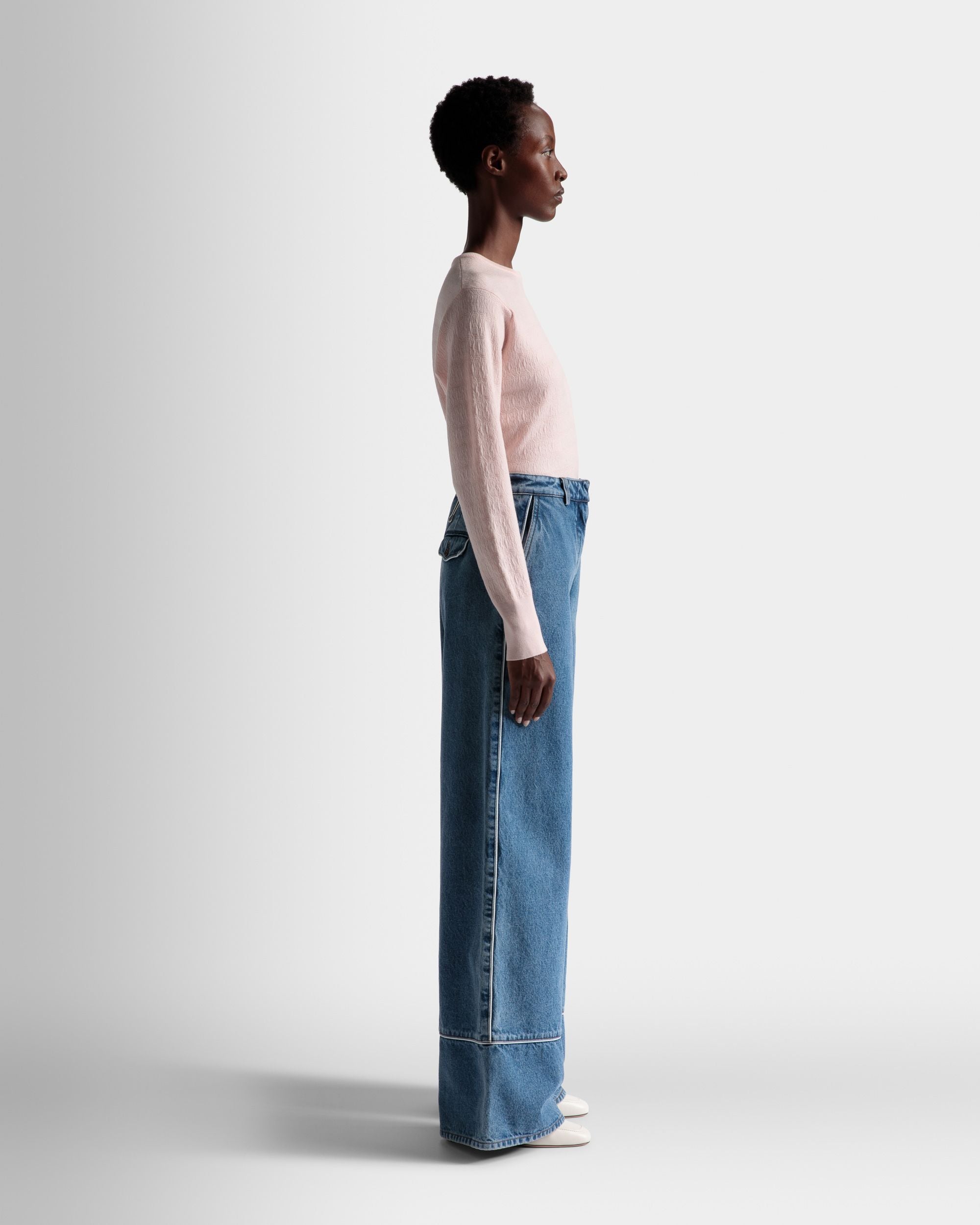 Denim Pants In Light Blue Cotton - Women's - Bally - 05