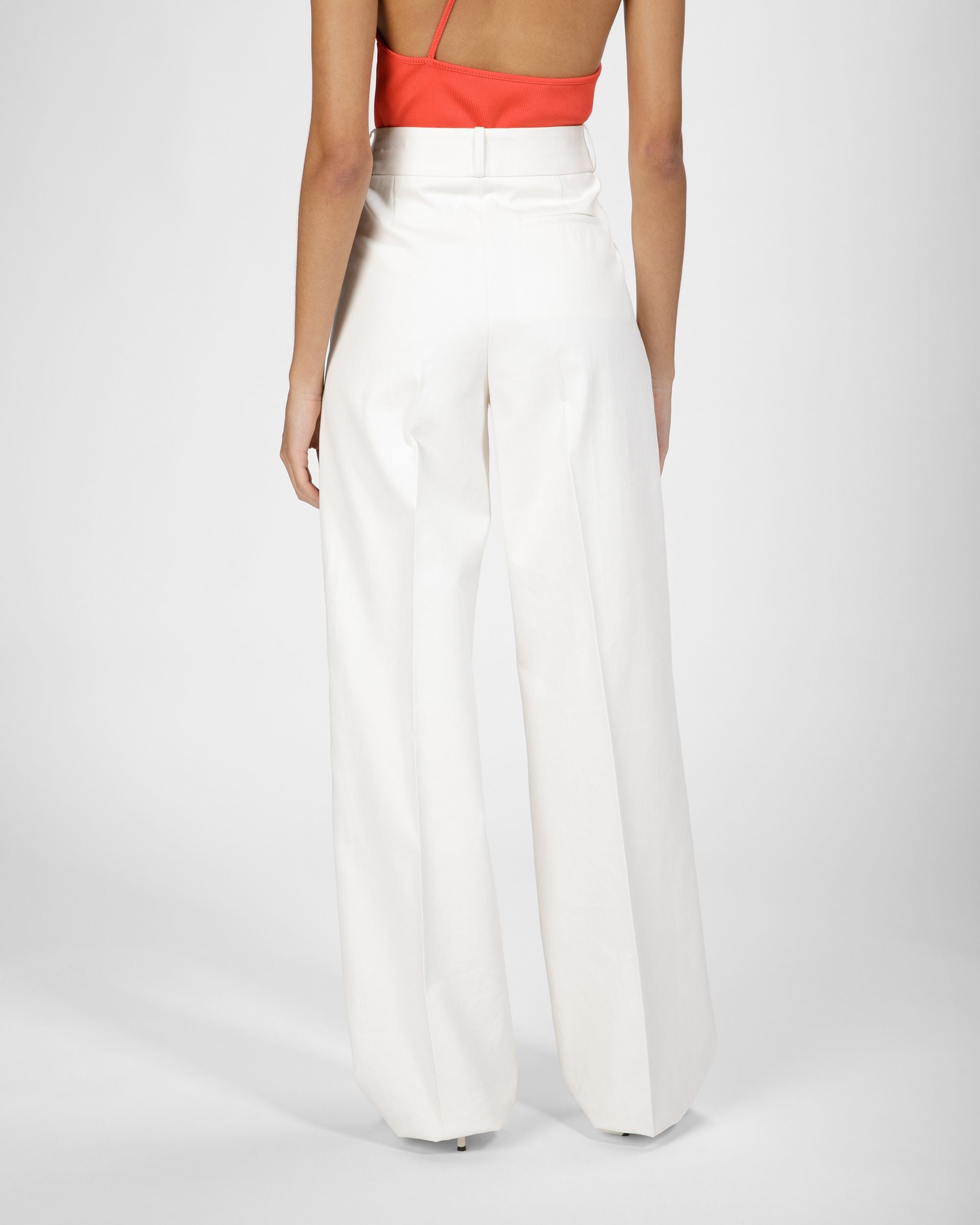 Cotton Mix Straight Pants In Bone - Women's - Bally - 02