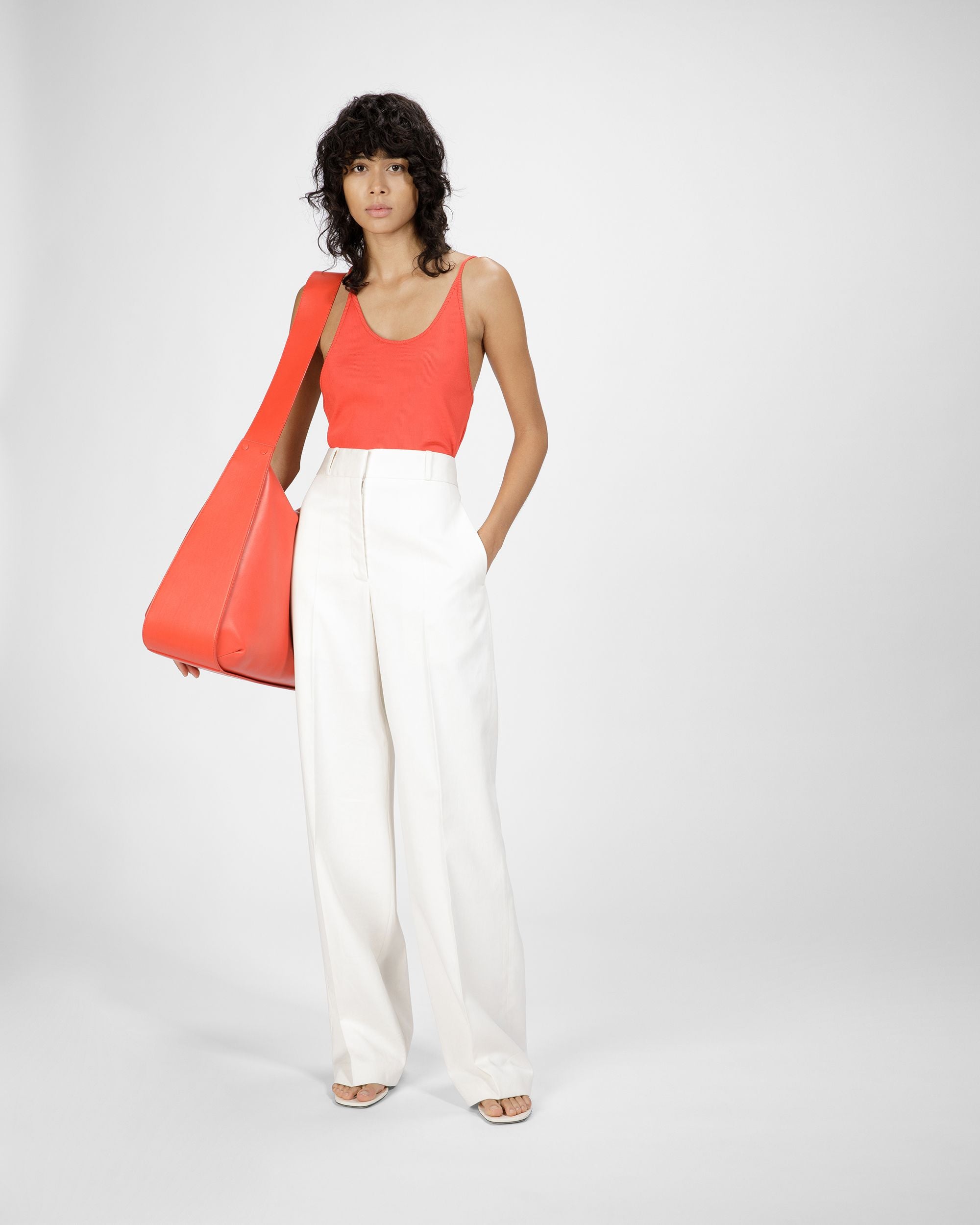 Cotton Mix Straight Pants In Bone - Women's - Bally - 03