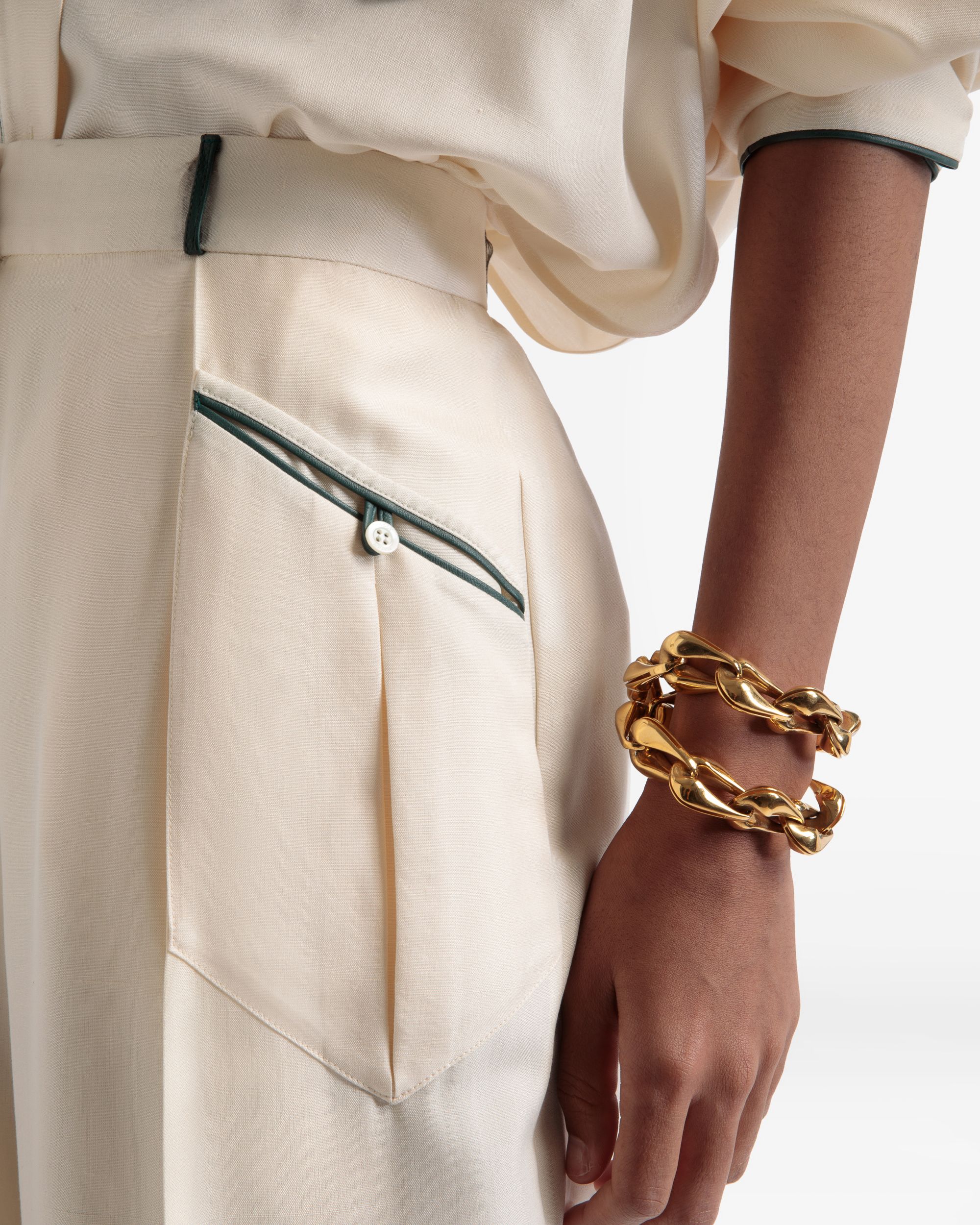 Wide Leg Silk Pants In Bone - Women's - Bally - 03