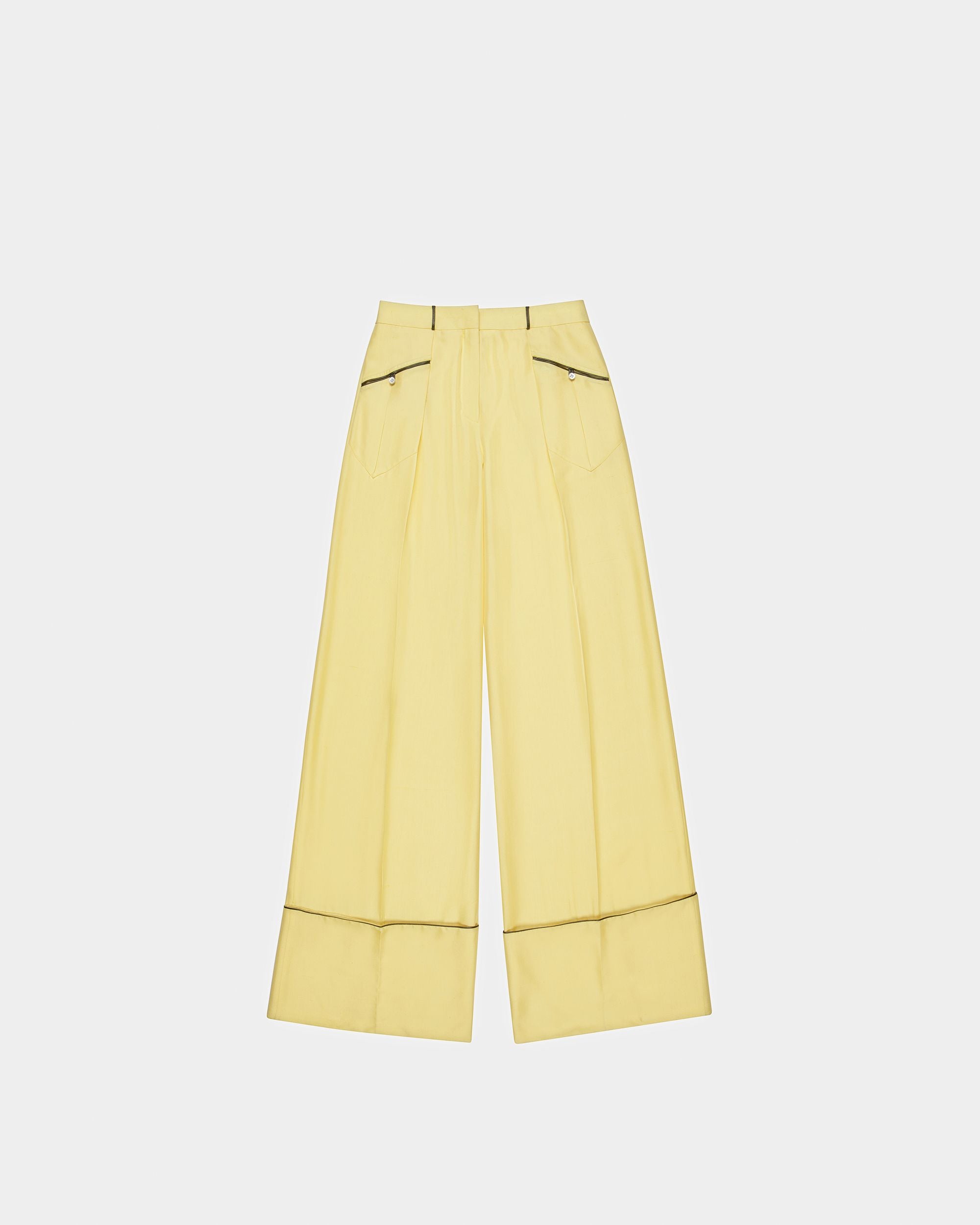 Wide Leg Silk Pants In Yellow - Women's - Bally - 06
